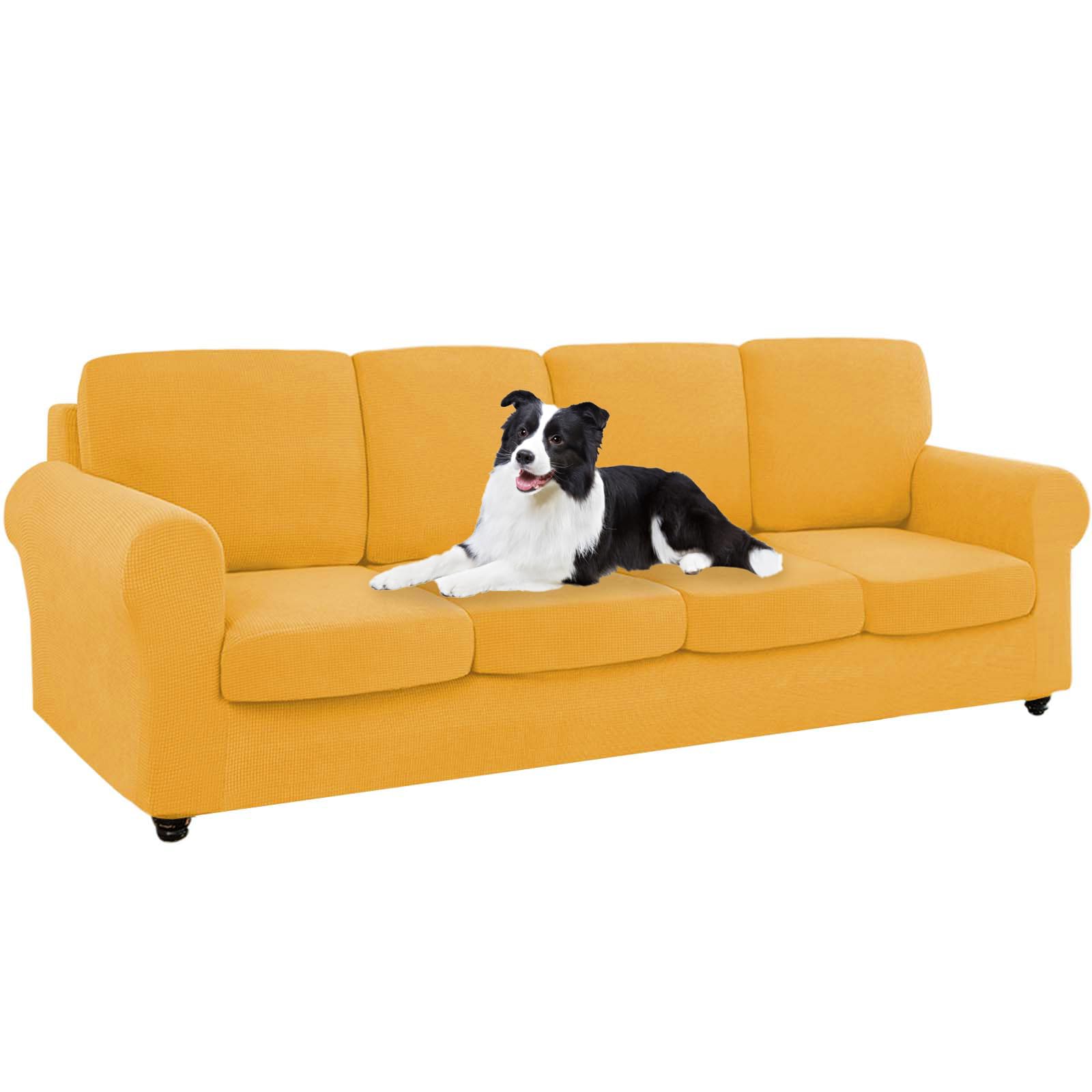 SYLC Ektorp Sofa Cover with Seat Cushions Covers and Backrests Covers Sofa Covers Stylish Stretch Jacquard Couch Slipcover Protector (Golden,LSofa+4 L Seats+4 L Backs)