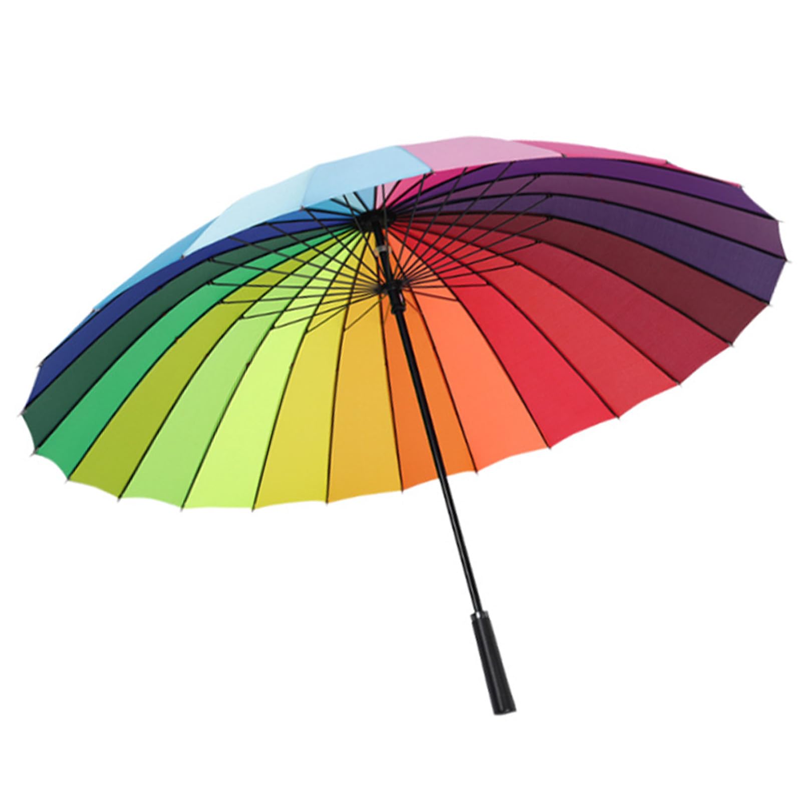 Yinhing Uombrello a Manico Lungo, Ombrello Dritto Rinforzato a a 24 Costole per Uomini Adulti, Ombrelli da Golf Grandi Resistenti Al (arcobaleno)