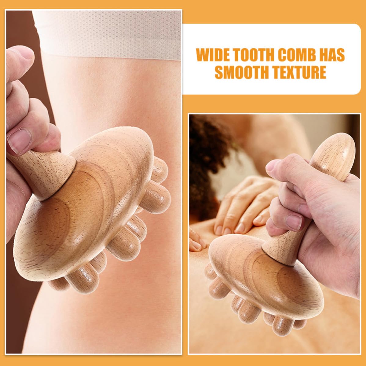 ibasenice Peine Masajeador de Madera Natural para Mujer Dientes Anchos, Textura Suave que Alivia Dolores de Cabeza, Paquete de 2 Piezas Práctico para Masaje de Cuero Cabelludo