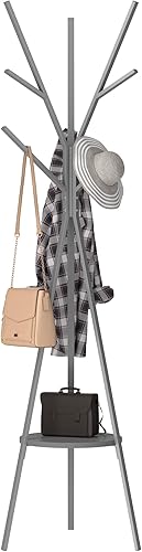 MULSH Perchero de pie para sombrero perchero perchero perchero perchero perchero para pasillo árbol entrada sombrero chaqueta perchero en gris 1772