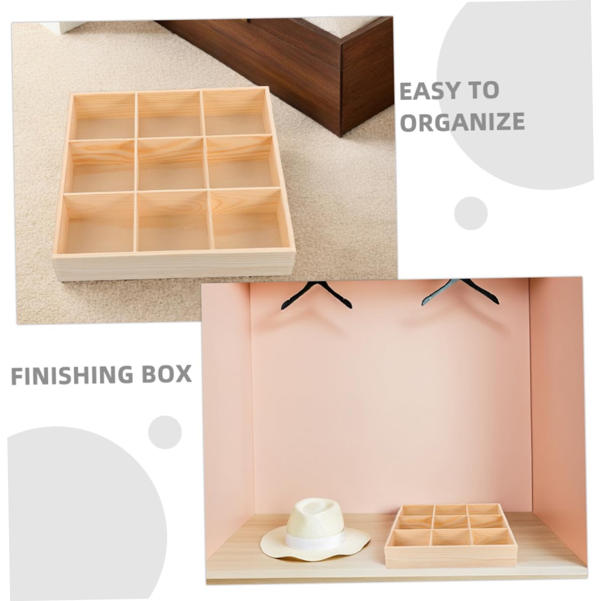Garneck 2pezzi Organizzatore per Scatola Scomparti per Calzini Biancheria Intima e Oggetti Piccoli Contenitore in Legno per Armadi Salvaspazio