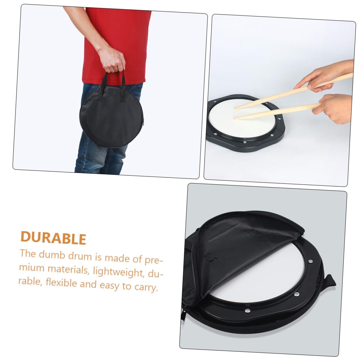 FRCOLOR Set de Práctica para Tambores Baquetas, Almohadilla Flexible de 10 Pulgadas en Abs, Ligera y Fácil de Transportar para Bateristas y Niños