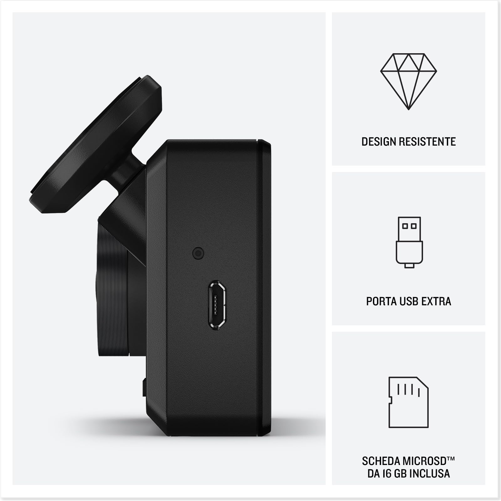 Garmin Dash Cam Live, Dash Cam con connessione LTE ininterrotta a 1440p con campo visivo di 140 gradi