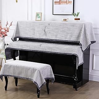 Piano cover,Piano Cover Cloth,dust Cover,Piano Protective Cover Piano Cover Upright Top Cover Cloth Towel Piano Keyboard Towel Stool Cover Set Dustproof Cover(Piano top Towel 217 * 92cm,Grey) ( Color