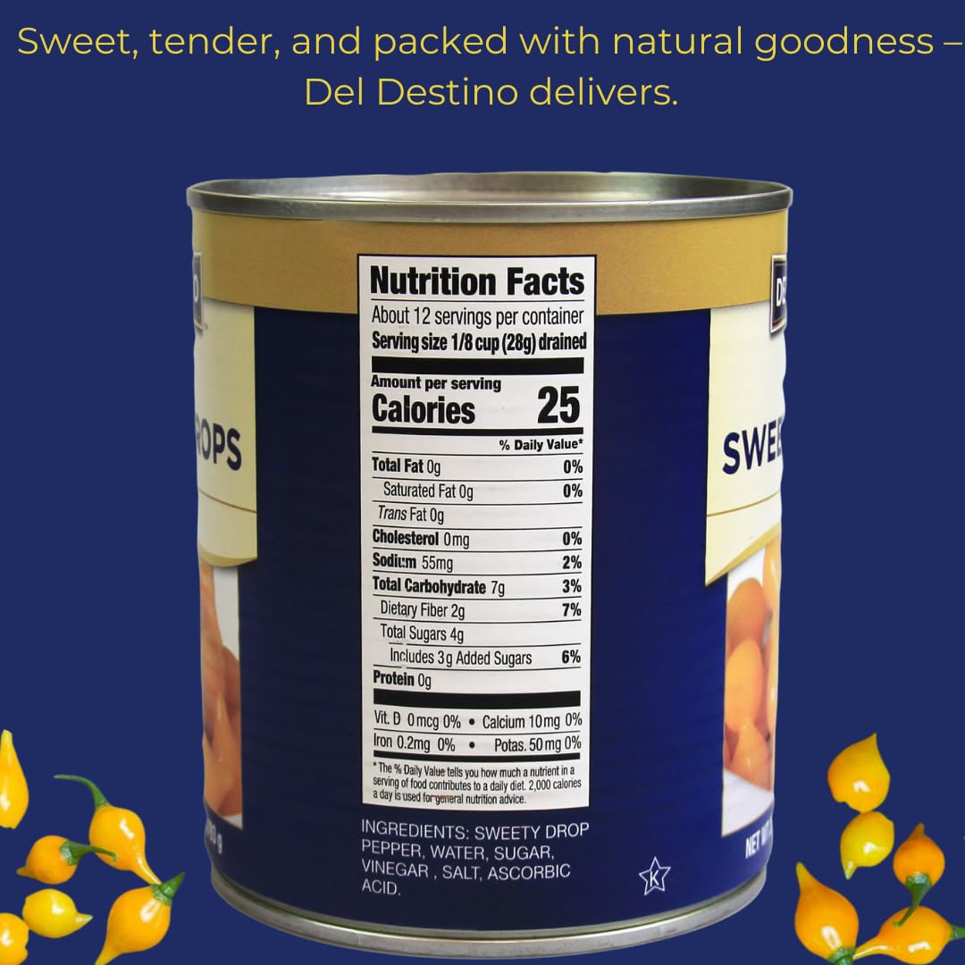 Del Destino Yellow Sweety Drops Peppers, 28 oz, Product of Peru