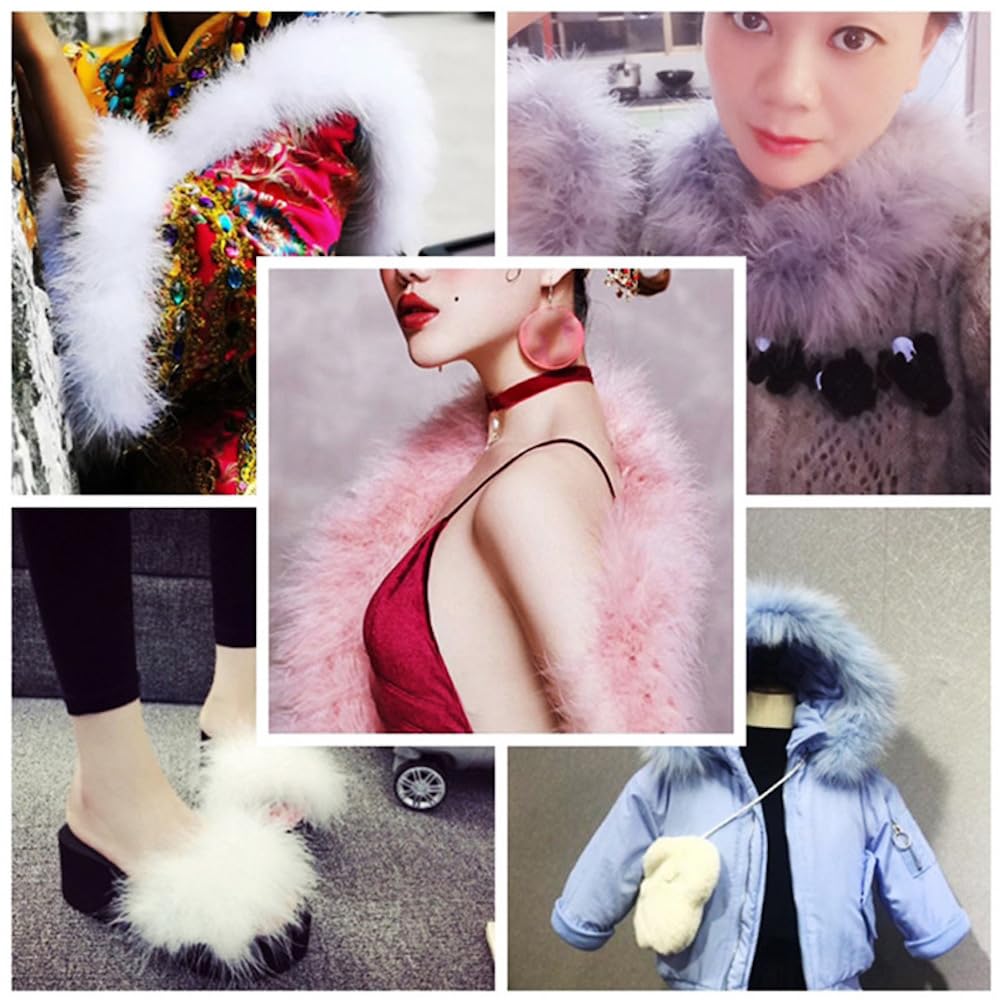 Duories Boa en plumes de dinde 2 m 8 cm - Plumes en peluche moelleuse Boa - Étole à plumes - Guirlande à plumes pour sapin de Noël, mariage, bricolage, burlesque, carnaval, fête, costume des années 20