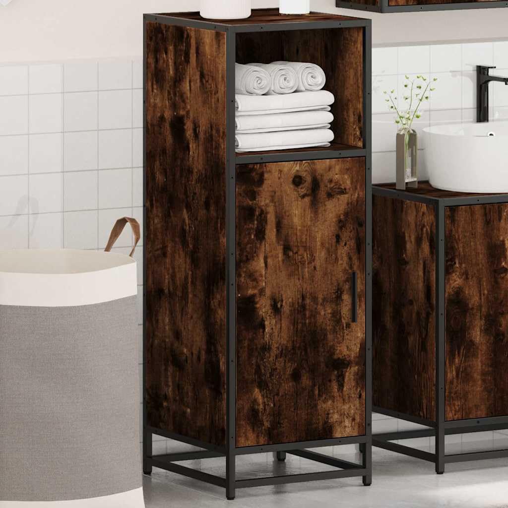 Armario de baño roble ahumado 35x37,5x100cm Madera de ingeniería