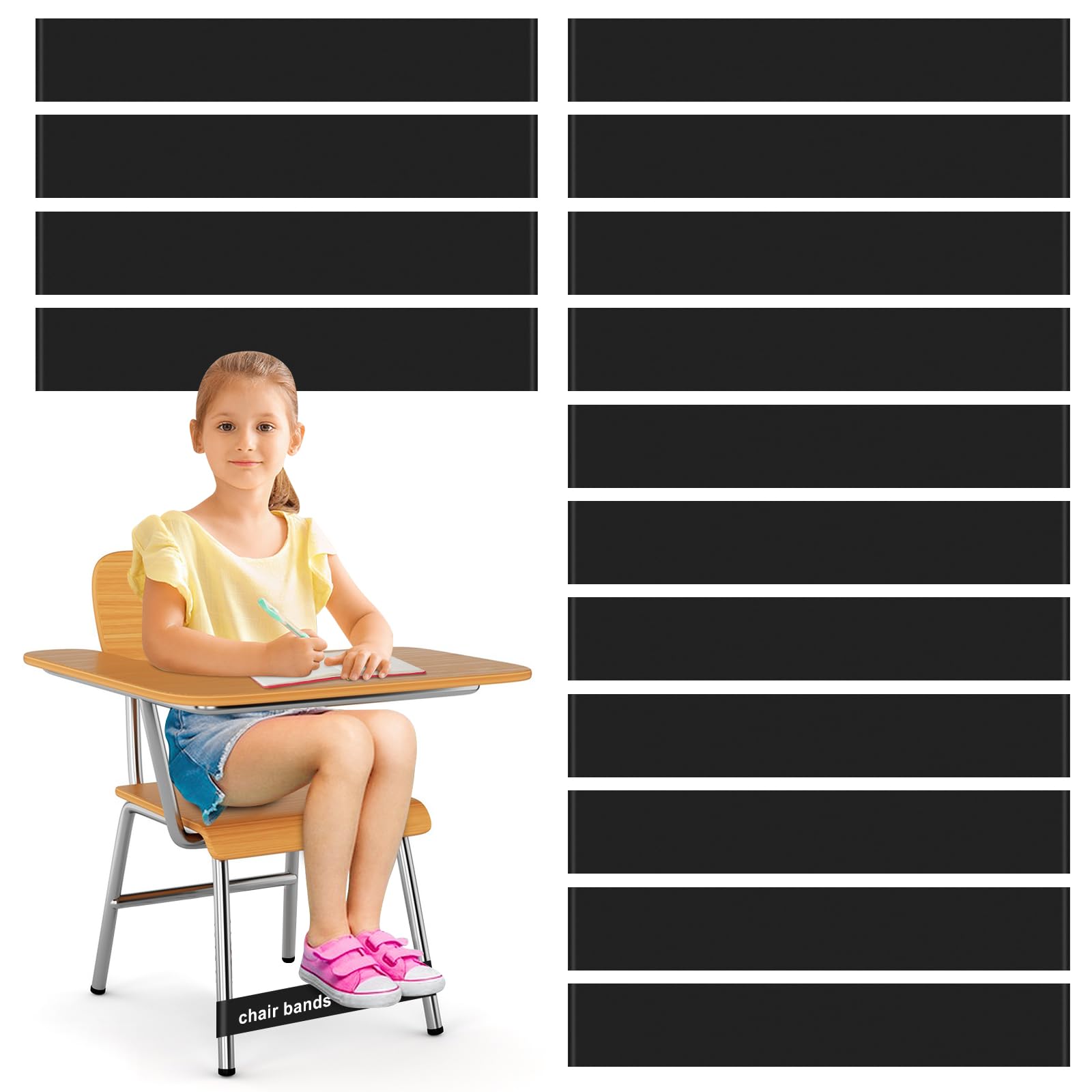 25 Pack Chair Bands for Kids with Fidgety Feet, ADHD Tools for Kids, ROOKEA Sensory Classroom Must Haves for ADHD Kids Fidget Chair Bands ADD Autism