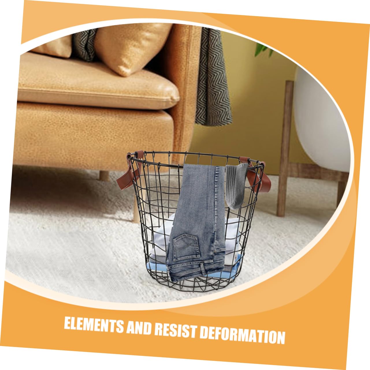 Cesta y Estructura Ventilada Rústica para Madera de Hierro Redonda con Gran Capacidad Adecuada para Camping y Uso en Interiores