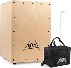 AKLOT Cajon, caixa de 30,5 x 30,5 x 45,7 cm, caixa de tambor de instrumento de percussão tamanho completo, com armadilhas internas ajustáveis, madeira de bétula, compacto