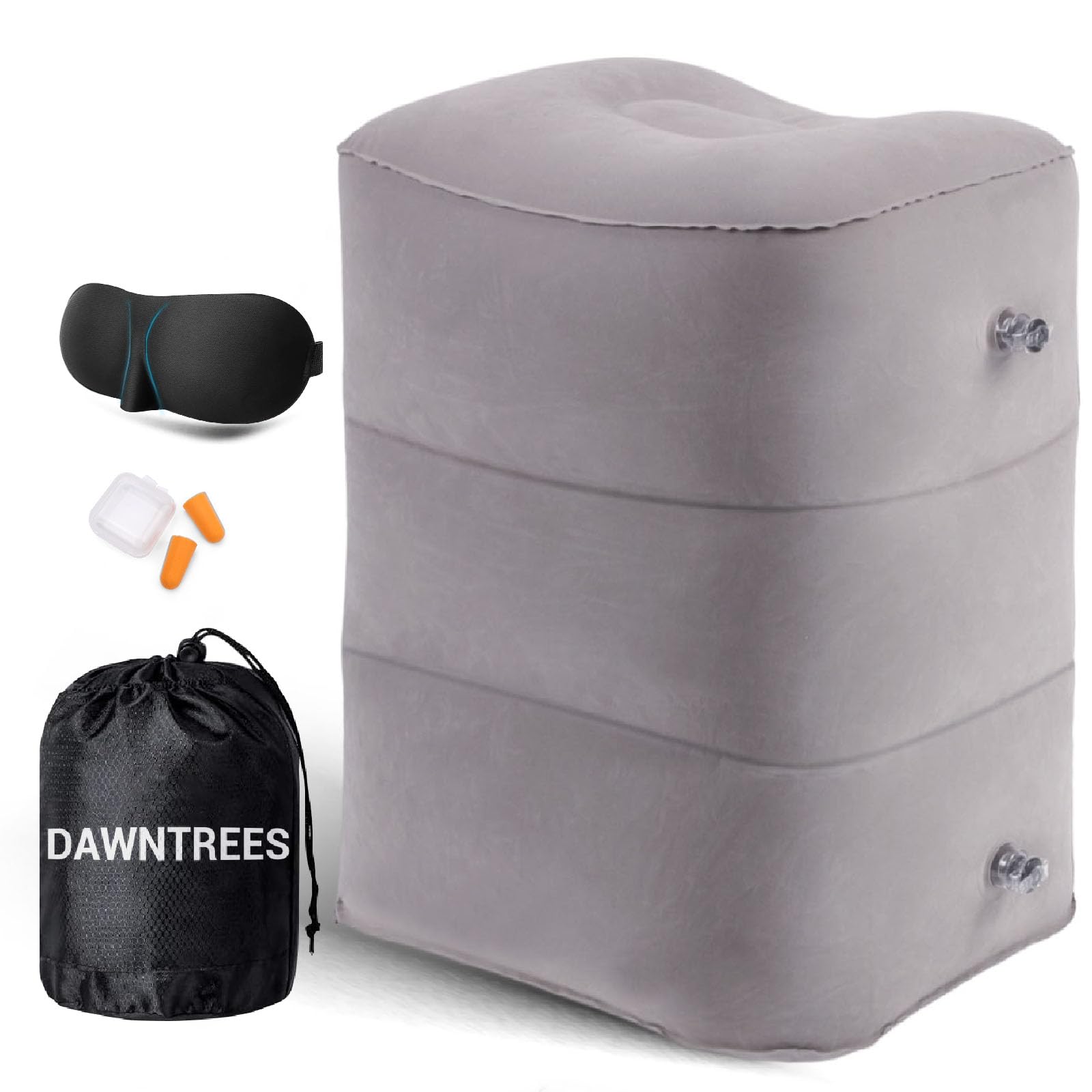 DAWNTREES Inflatable Foot Rest Pillow for Travel,Travel Essentials, Adjustable 3 Layers Height Leg Rest Pillow, Airplane Great for Airplane, Office, Home, Trains, Cars