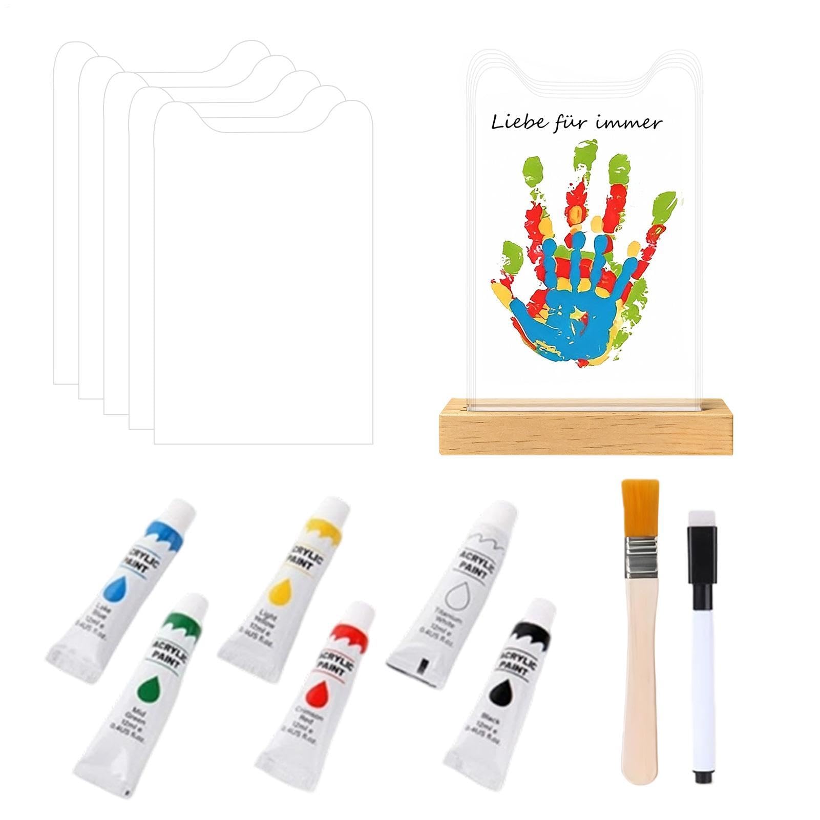 Kit de fundición de manos con base de madera estable y marco acrílico transparente de recuerdo 8
