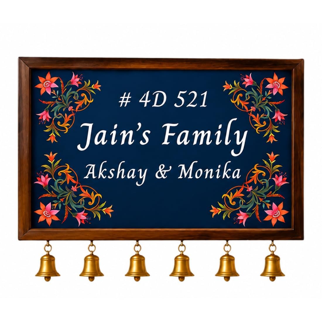 Webelkart Wooden Customised House Name Plate With Golden Bell For Home Entrance Outdoor - Door name plates | Name Plate Office Entrance (14 x 10 inches) Customized name plate (Cow Designs) — Amazon image 7