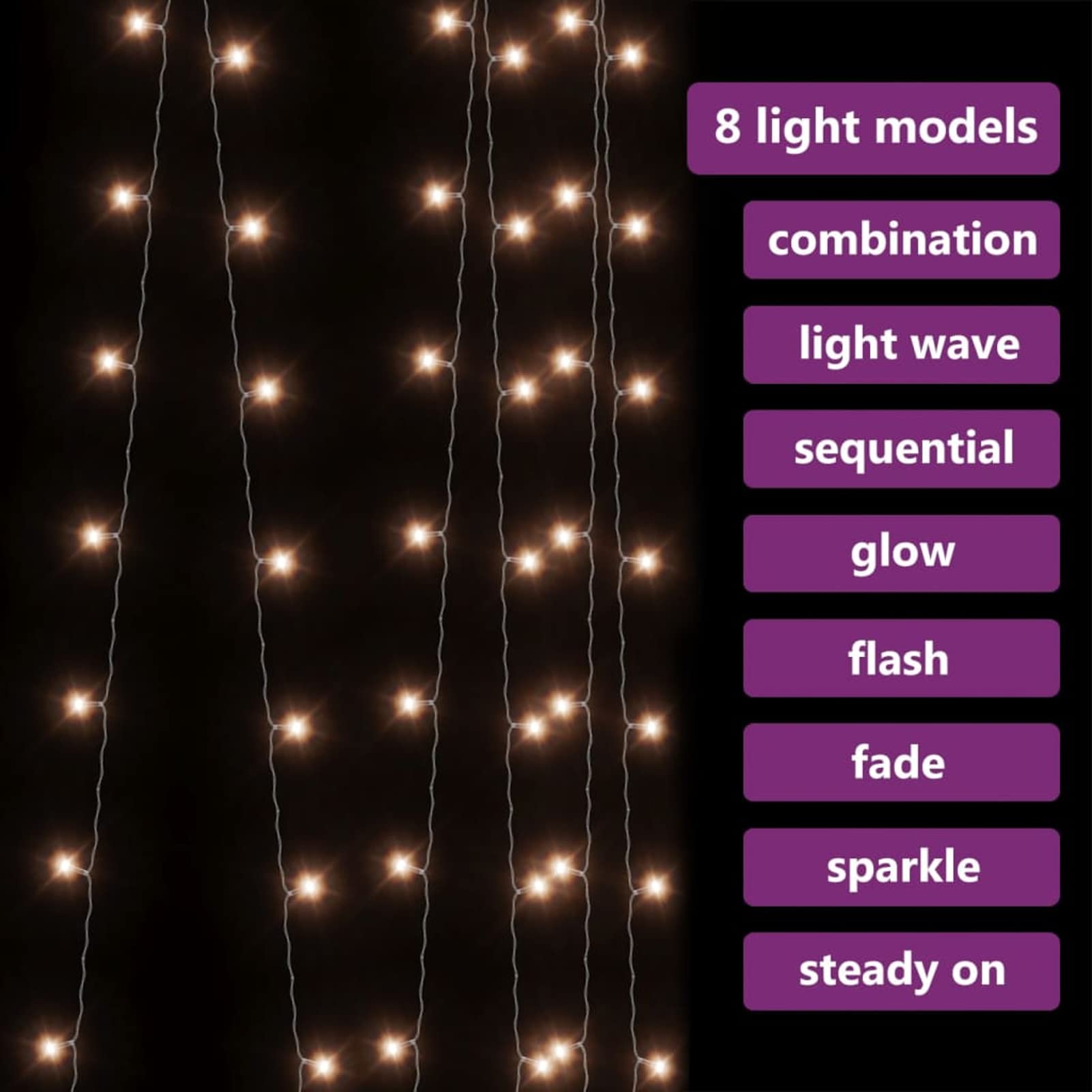 JUDYY Tenda Luci a Ghiaccioli 3x3m 300 LED Bianco Caldo 8 Funzioni,Tenda Luci LED,Natale Tenda Luci, LED,Tenda Luci a Ghiaccioli-328925