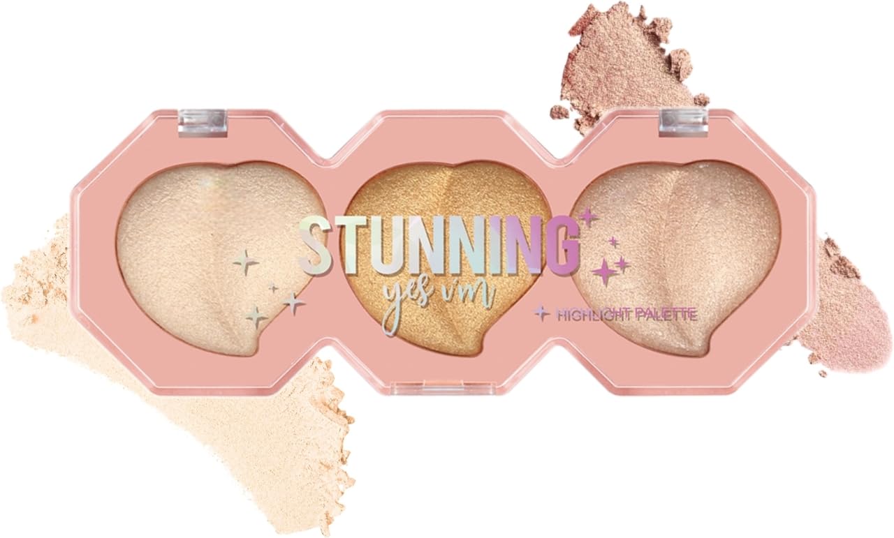 STUNNING Yes I’m 3-Shade Highlighter Palette Glow Kit – Ultra-Shimmer Finish, Long-Lasting Face & Body Illuminator, Highly Pigmented Champagne, Gold & Rose Glow Powder – Heart-Shaped Professional Makeup Palette ( SHADE 1)-picture-37