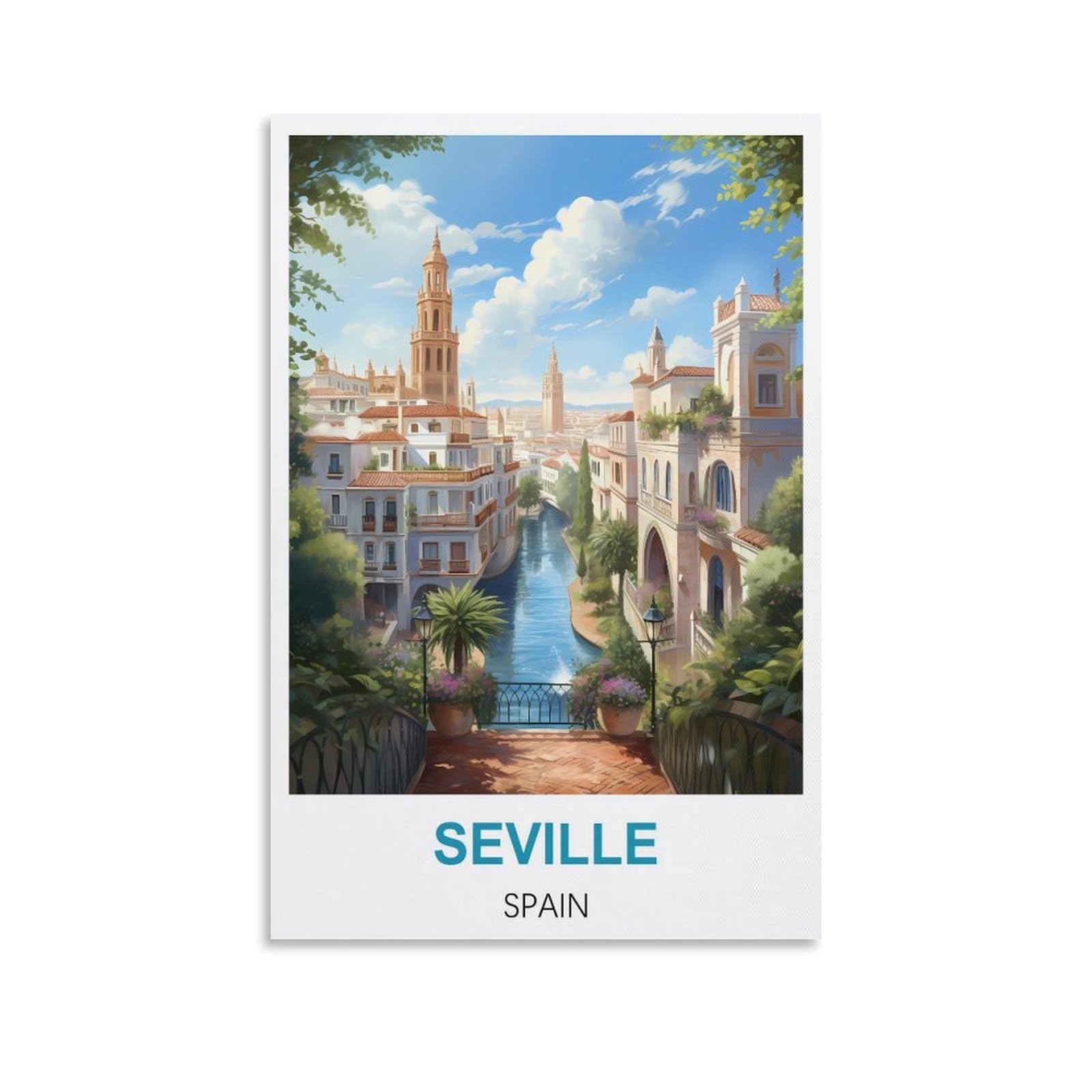 Metal Tin Sign Seville Spains,Vintage Tin Sign Metal Retro Art Wall Poster for Home Club Garden Decor 15x30cm