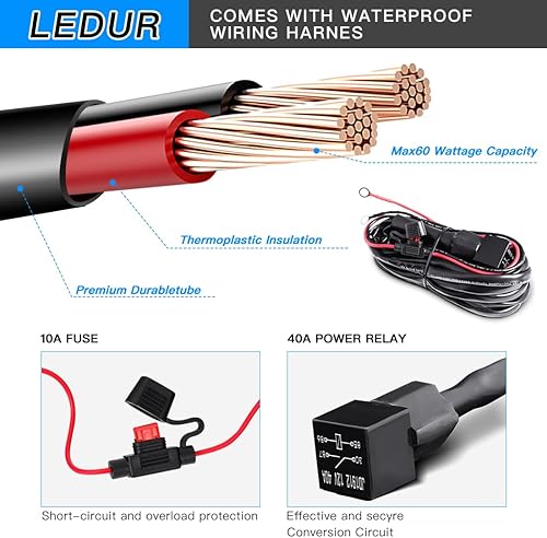 Miniatura 7 de LEDUR D3 - Luces LED de haz de inundación para motocicleta, luces auxiliares blancas con interruptor R1200GS, luces antiniebla Signa compatibles con