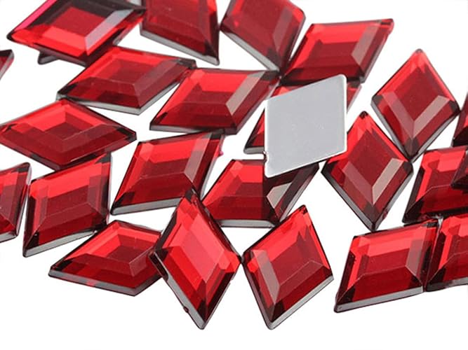 11x18mm Flat Back Diamond Acrylic Rhinestones Plastic Gems for Jewelry Making Costume Jewels Cosplay Embelishments - 35 Pieces (Red Ruby H103) - Red Ruby H103