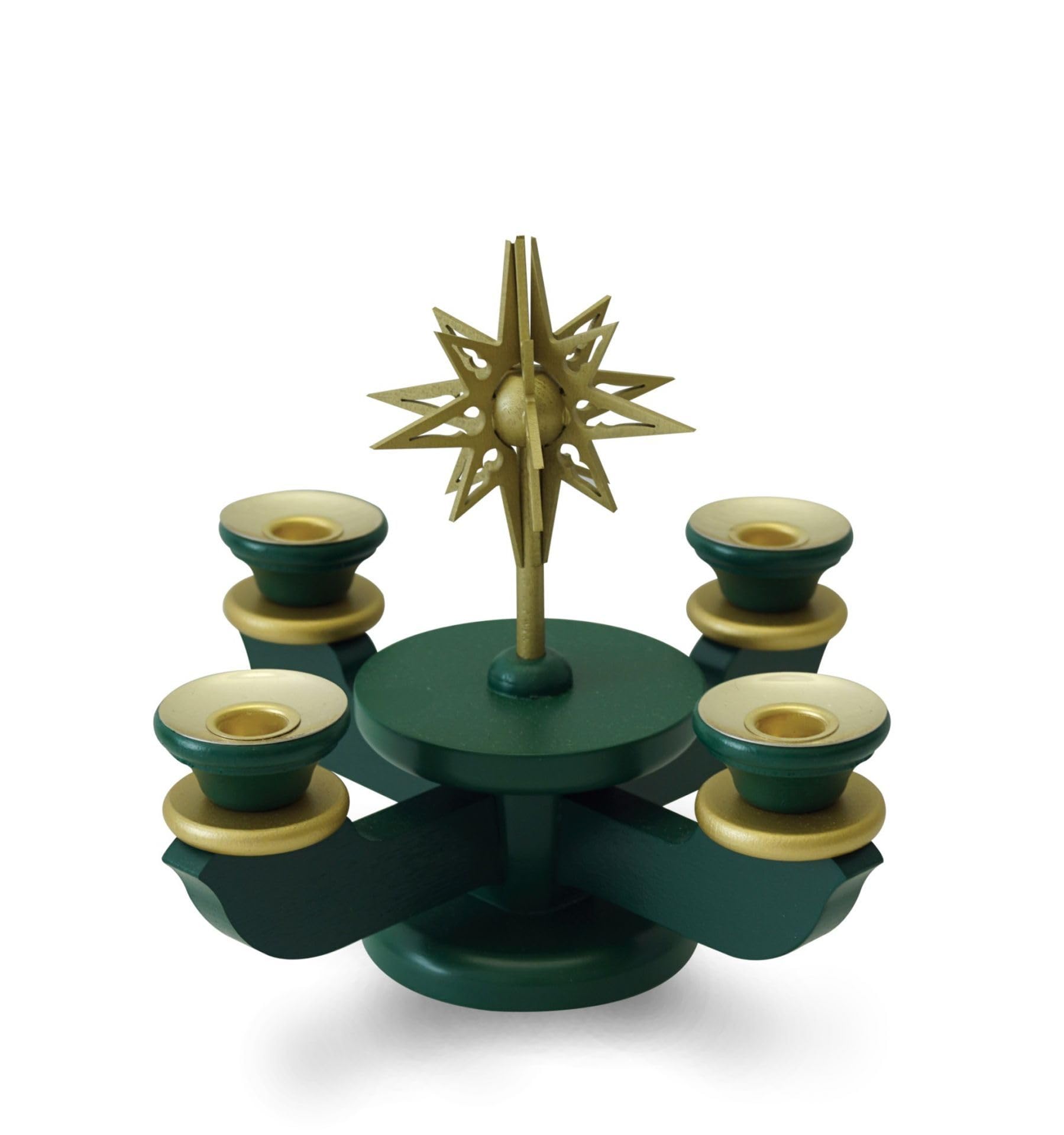 Rudolphs Schatzkiste Bougeoir de l'Avent non équipé - Vert - Pour 4 bougies pyramides - 20 x 18 x 20 cm (l x H x P)