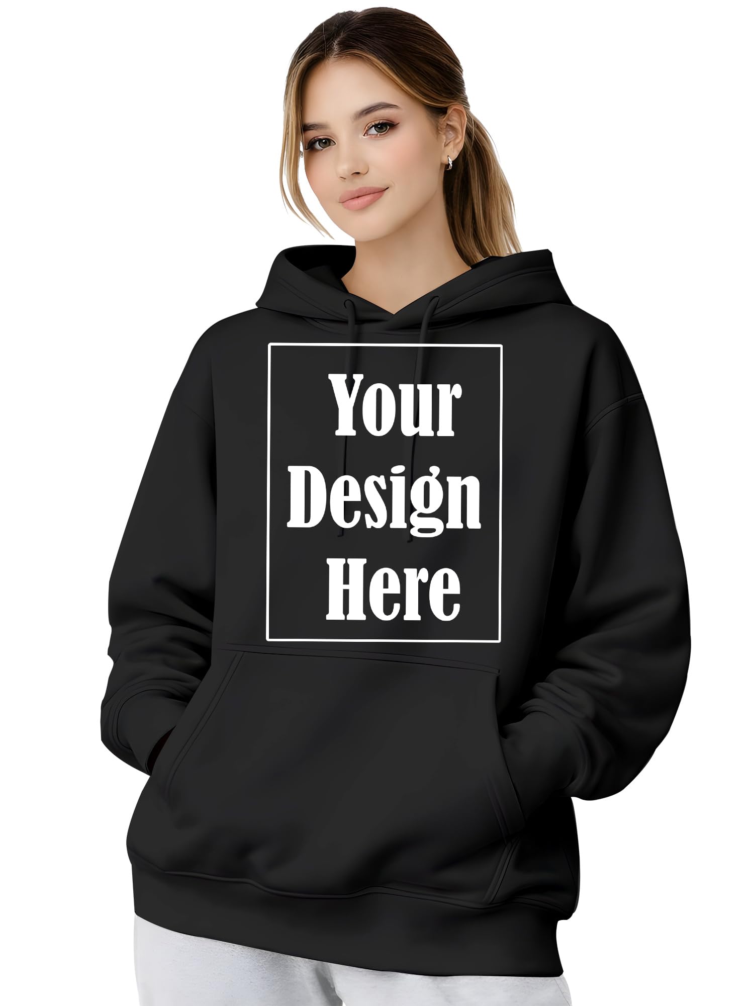 enciger Women Personalised Drop Shoulder Hoodie | Loose Fit Pullover Sweatshirt for Girls | Winter Fleece Hooded Top-picture-27