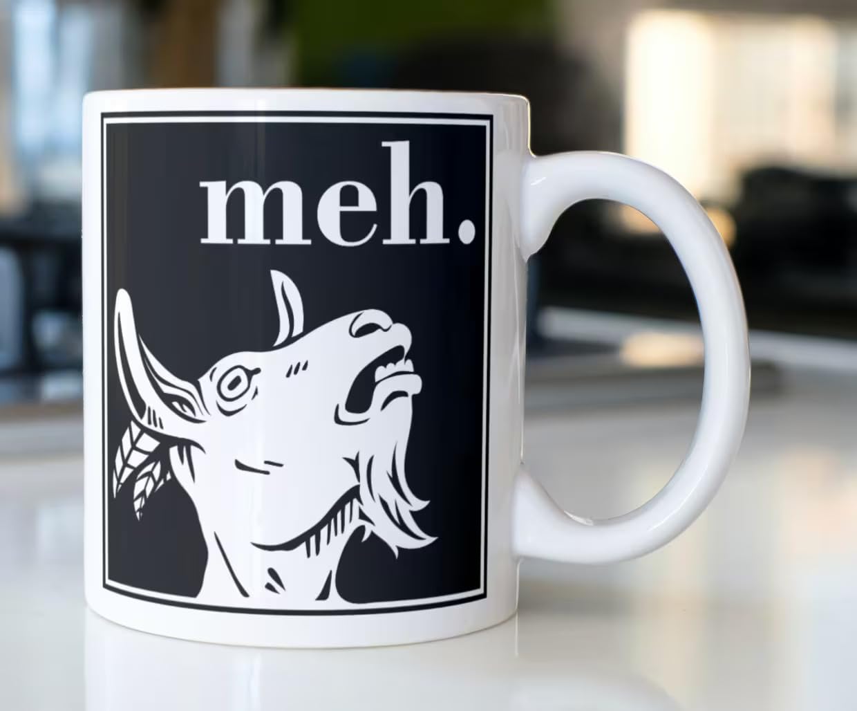 Funny Goat Coffee Mug Stating,Meh Printed Coffee and Tea Ceramic Mug- 320 ML Ceramic Coffee Mug 5579