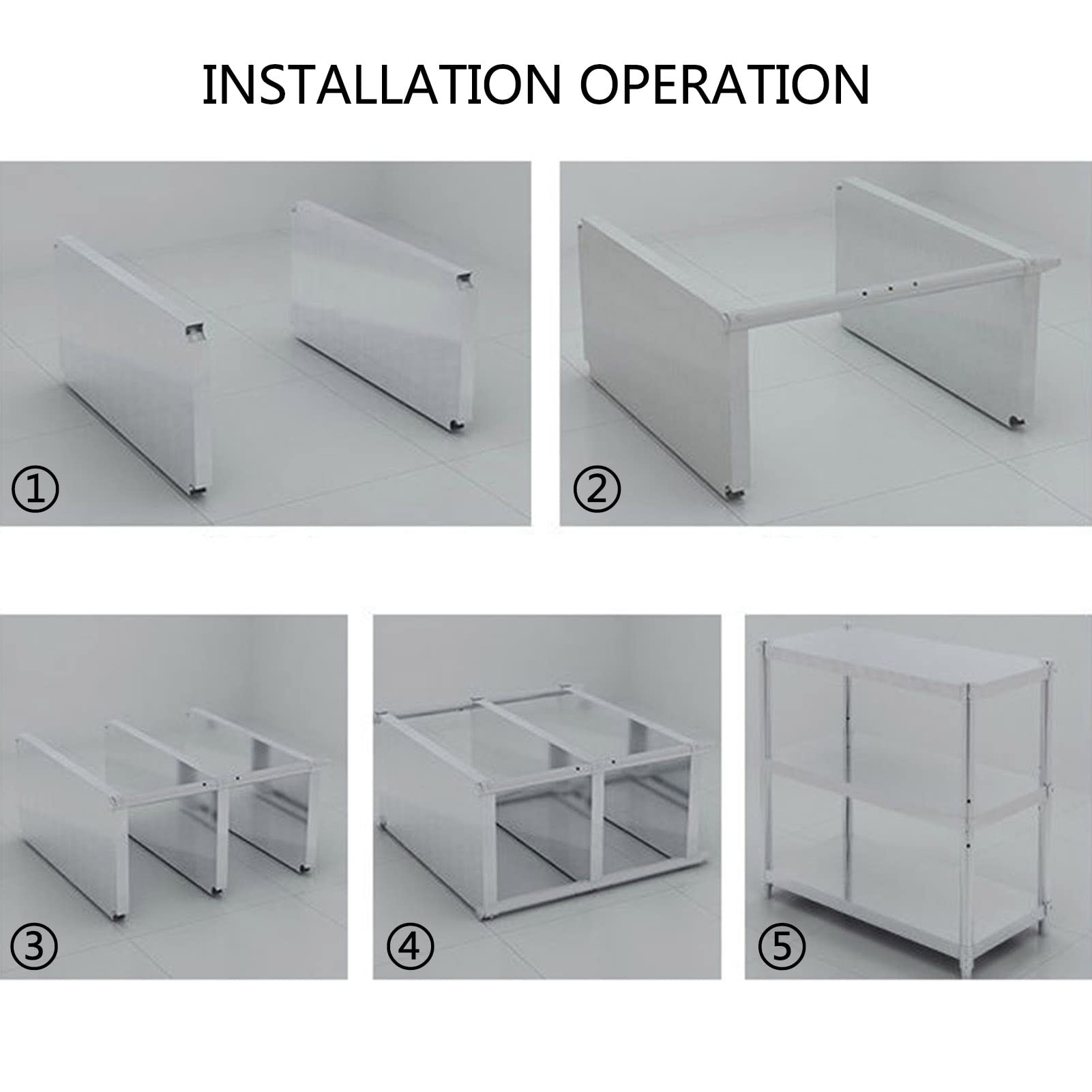 Scaffale da cucina industriale con 2 ripiani in acciaio inossidabile, facile da montare, scaffale in metallo per cucina e garage, argento (70 x 40 x 60 cm)
