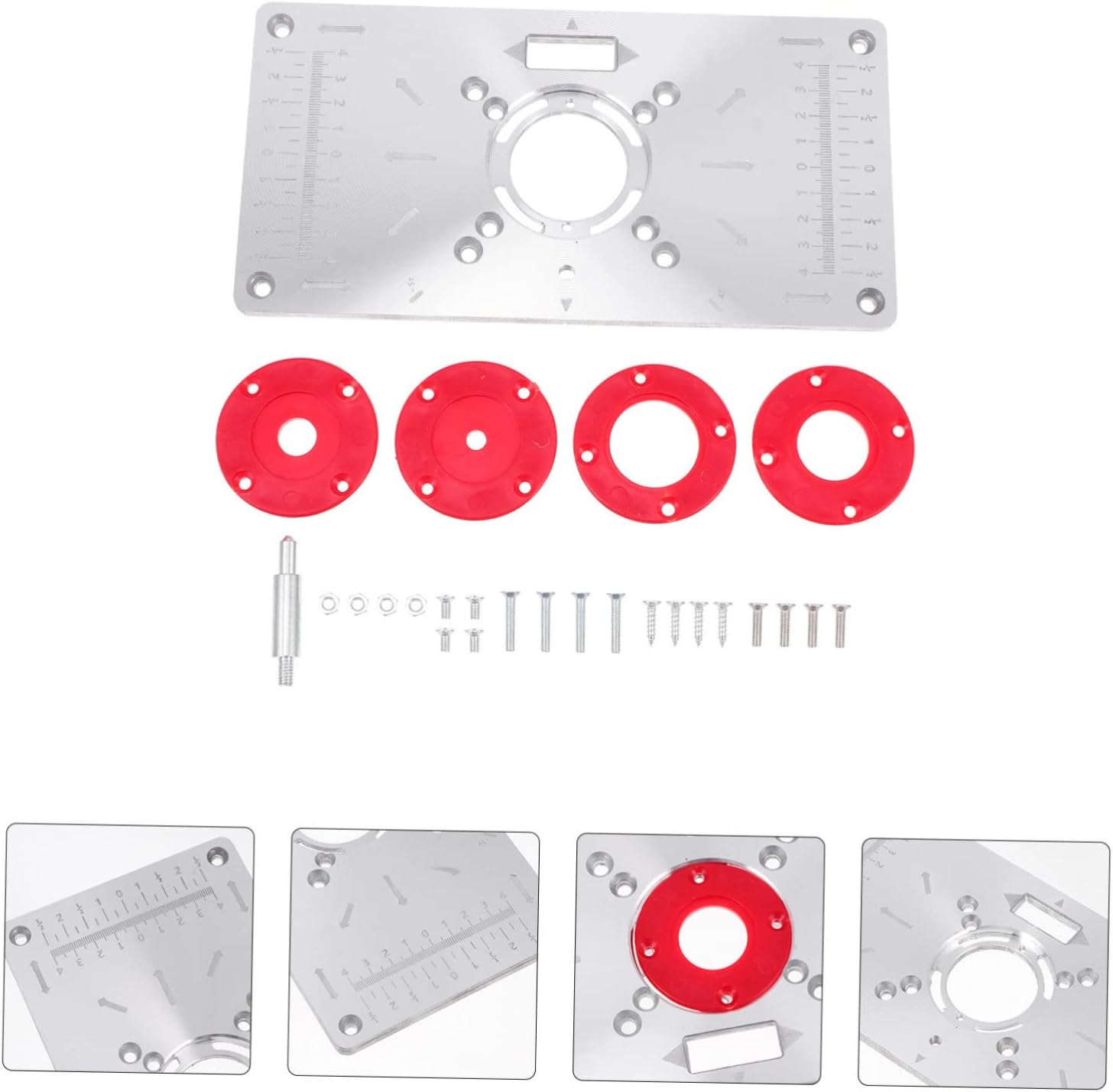 Generic 1 Set Trimmer Flip Board Base Trimming Machine Board Mounting Router Table Plate Engraving Machine Router Table Insert Plate Woodworking Board Trimmer Board Red Aluminum Alloy