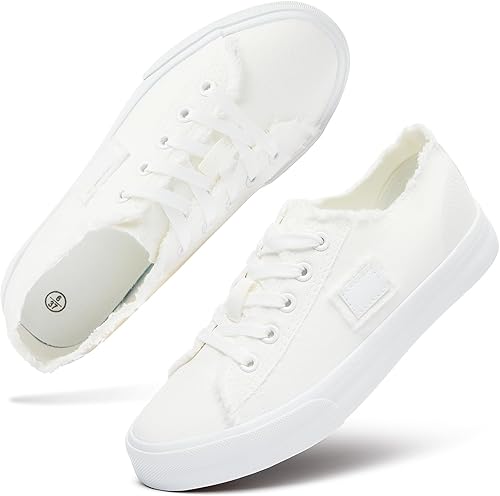 Zapatos de lona para mujer, zapatos de lona de moda, zapatos casuales para caminar, Lienzo blanco