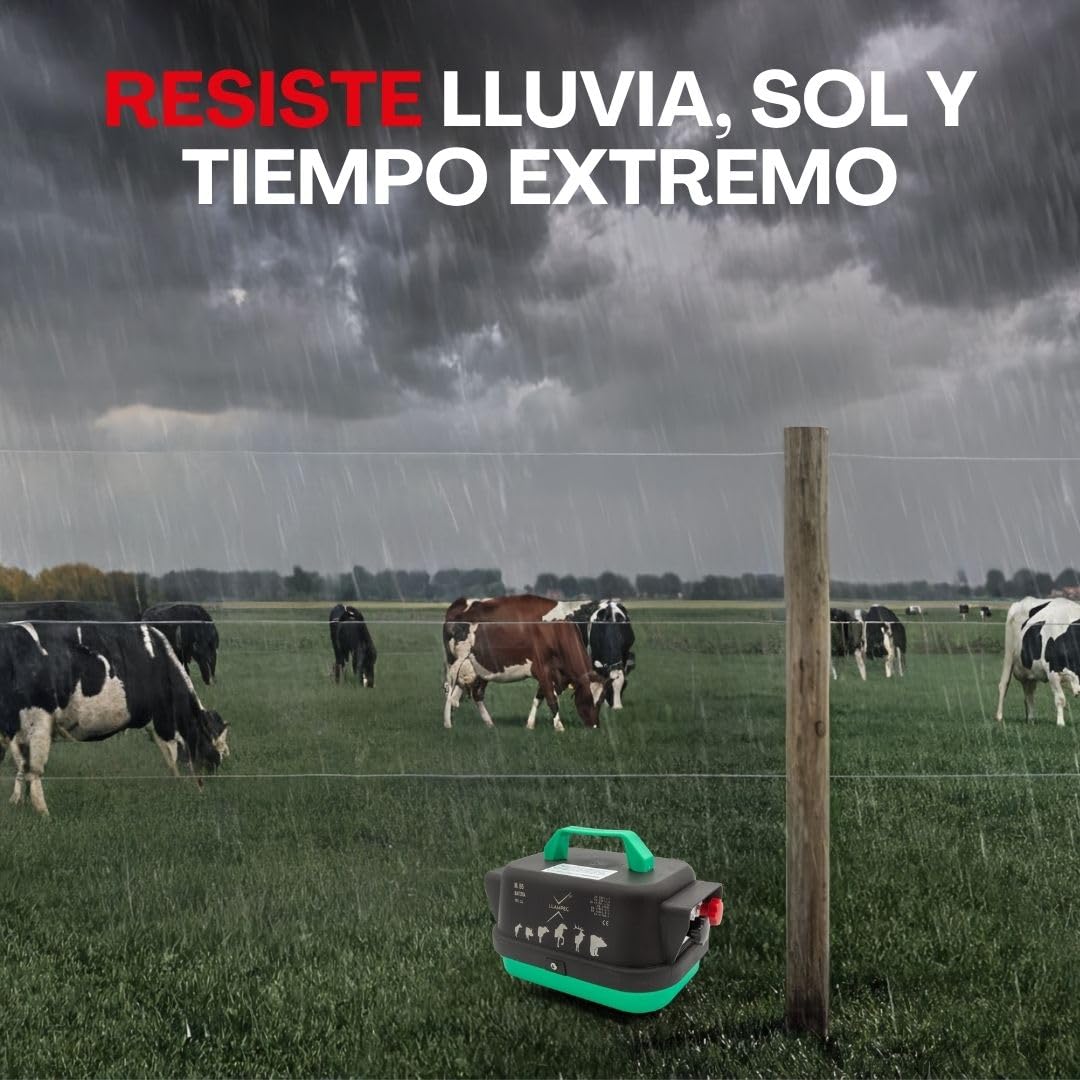 Llampec B5 Pastor eléctrico mixto - Valla eléctrica para caballos, vacas, ovejas y ganado - 4J 10.000V y 40km de alcance - Cerca de alta potencia - Batería no incluída - Fabricada en España