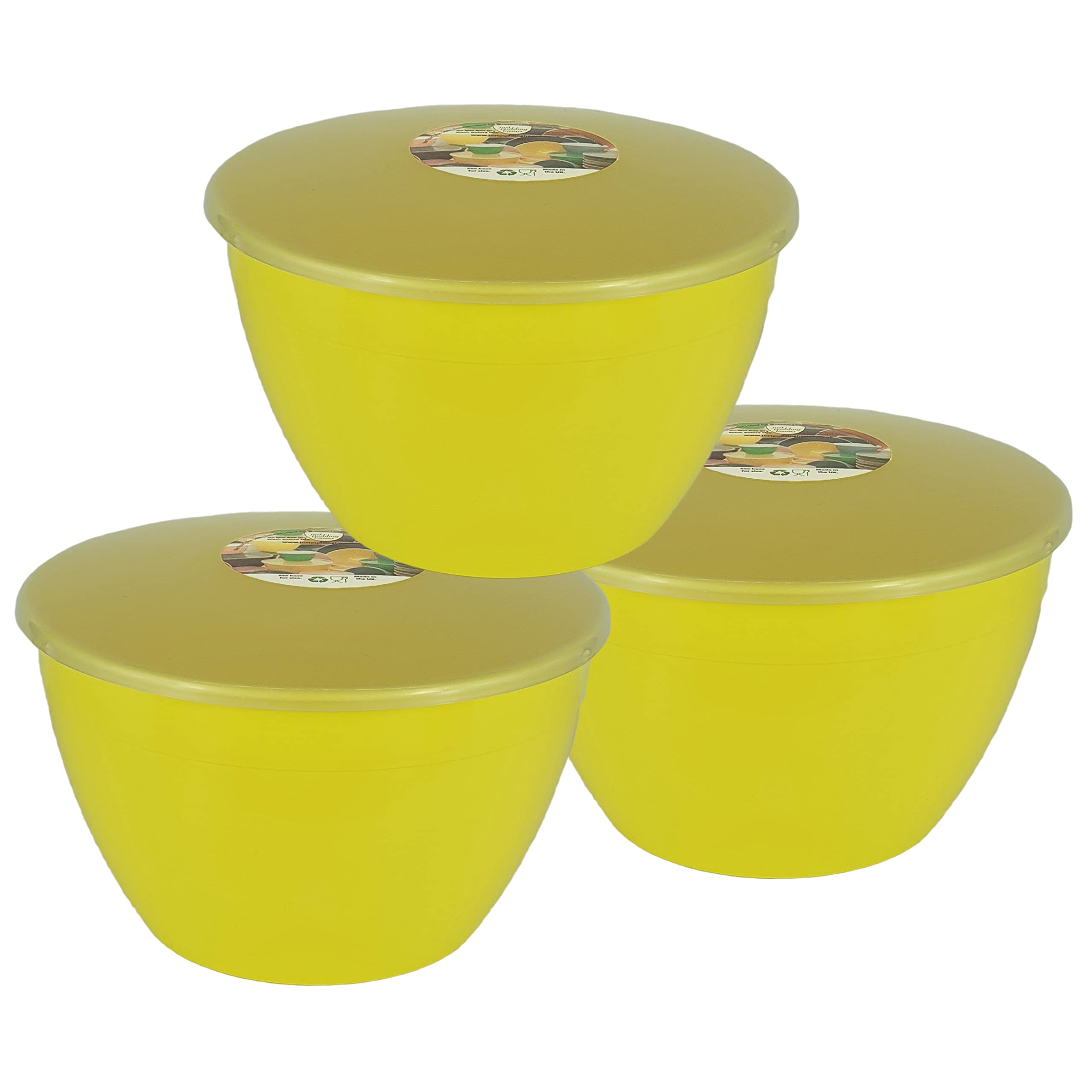 Just Pudding Basins Pastel Yellow Plastic Pudding Basin And Clear Lid 3 Pint 1.7 Litre 3 Pack