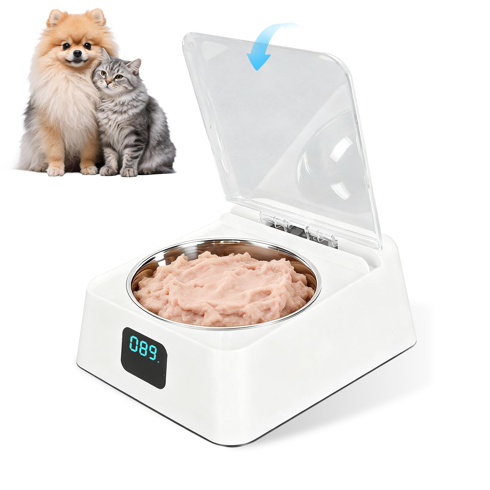 Nassfutterautomat für Katzen, Futterautomat Katze Nassfutter, Automatisch Futternapf mit Bewegungsmelder Deckel, Nassfutterautomat für Kleine/Mittlere Hunde, Katze, Nass und Trocken