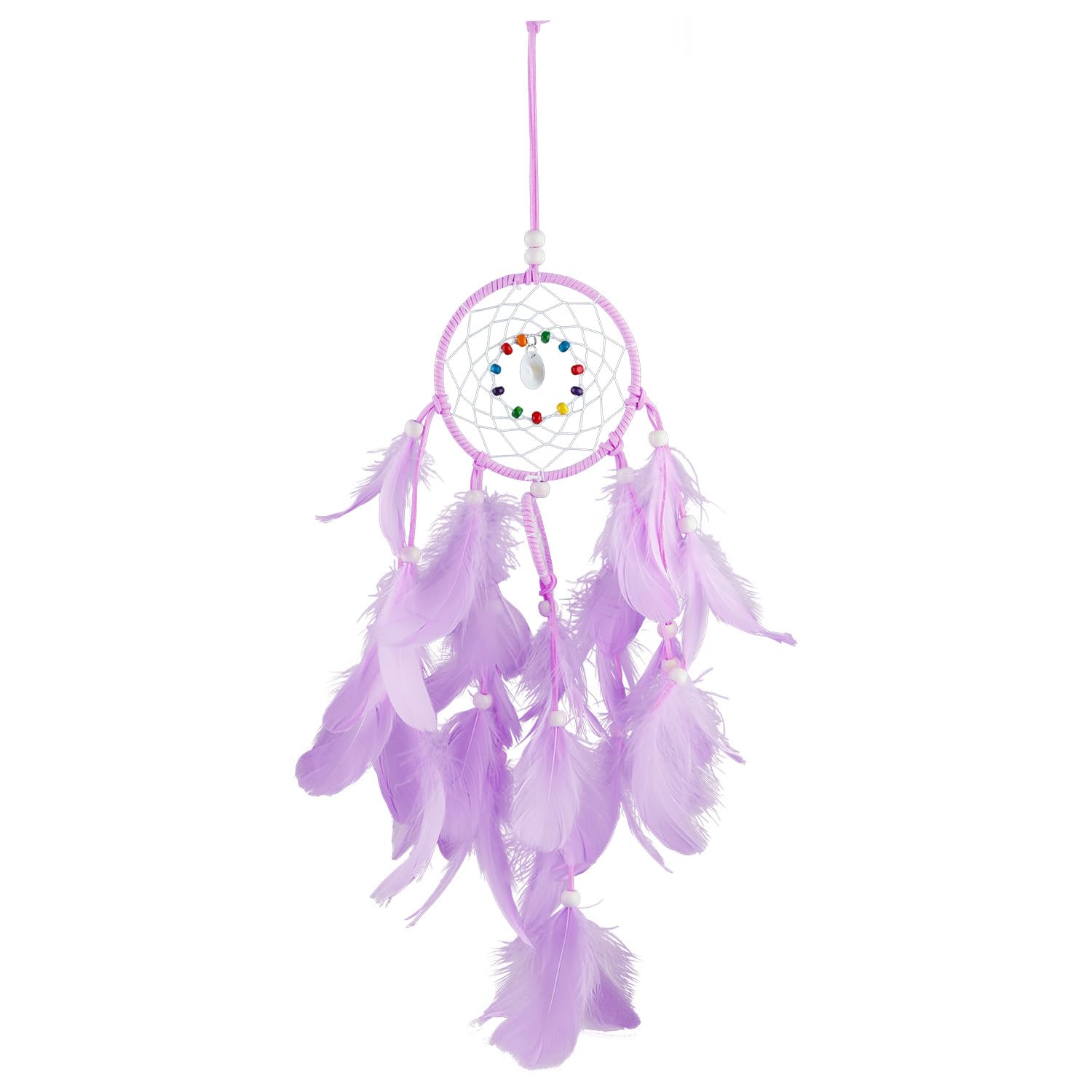 Hopzab Women's Purple Handmade Led Dream Catcher With Feathers, Colorful Indian Boho Wall Hanging, Bedroom Or Nursery Decoration, Blessing For Teens And Girls (Purple)