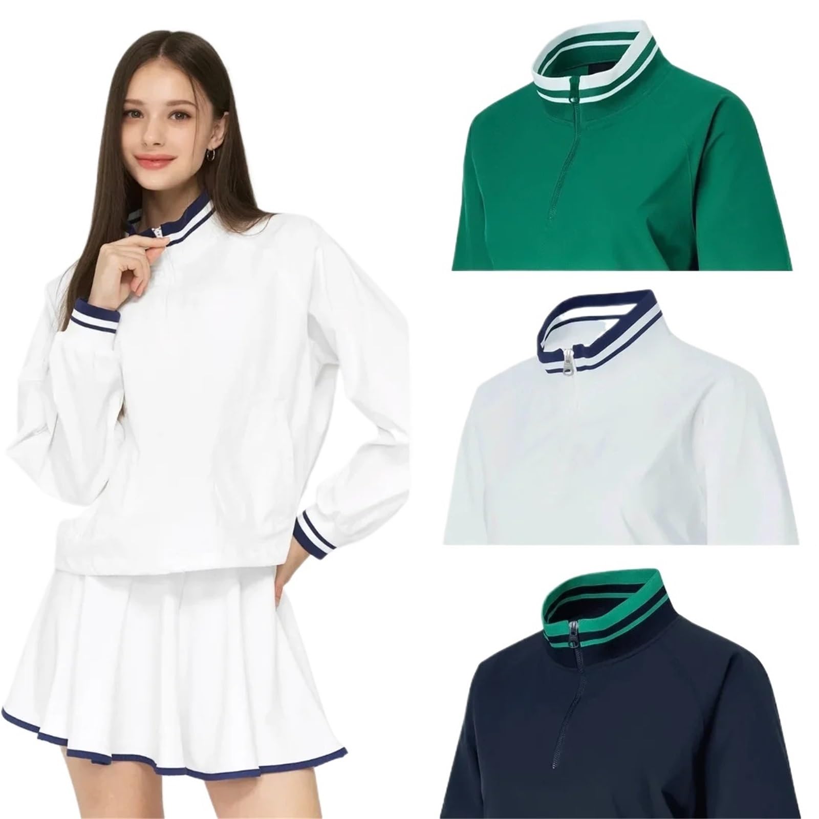 Gonnellino Tennis Donna Giacca da Golf da Tennis con Protezione Solare for Donna, da Allenamento, a Maniche Lunghe, con Gonna a Pieghe