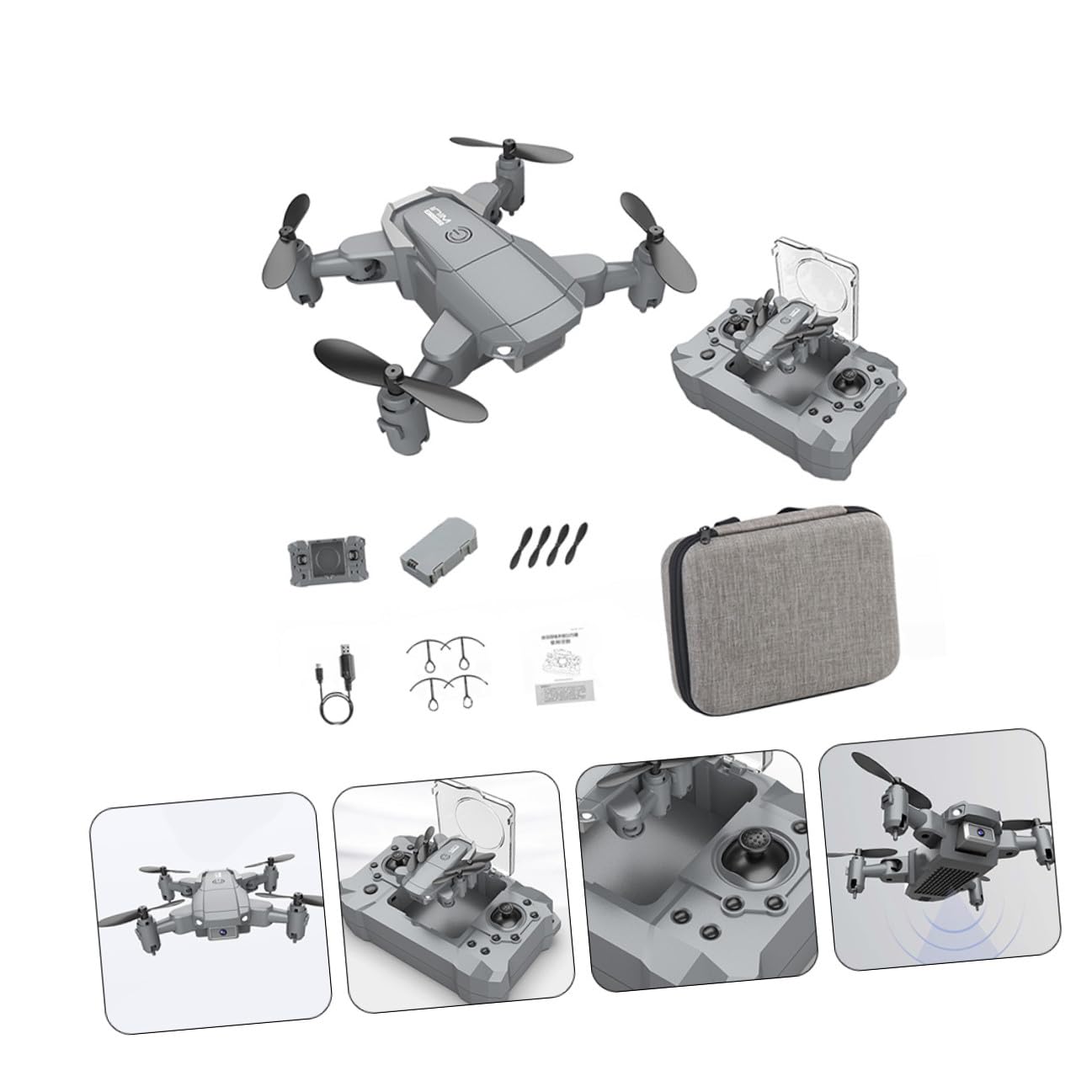 WOONEKY Drone Gps Mini Pieghevole, Telecamera 4k e Ritorno Automatico, Stabile, per Fotografia Aerea e Selfie,