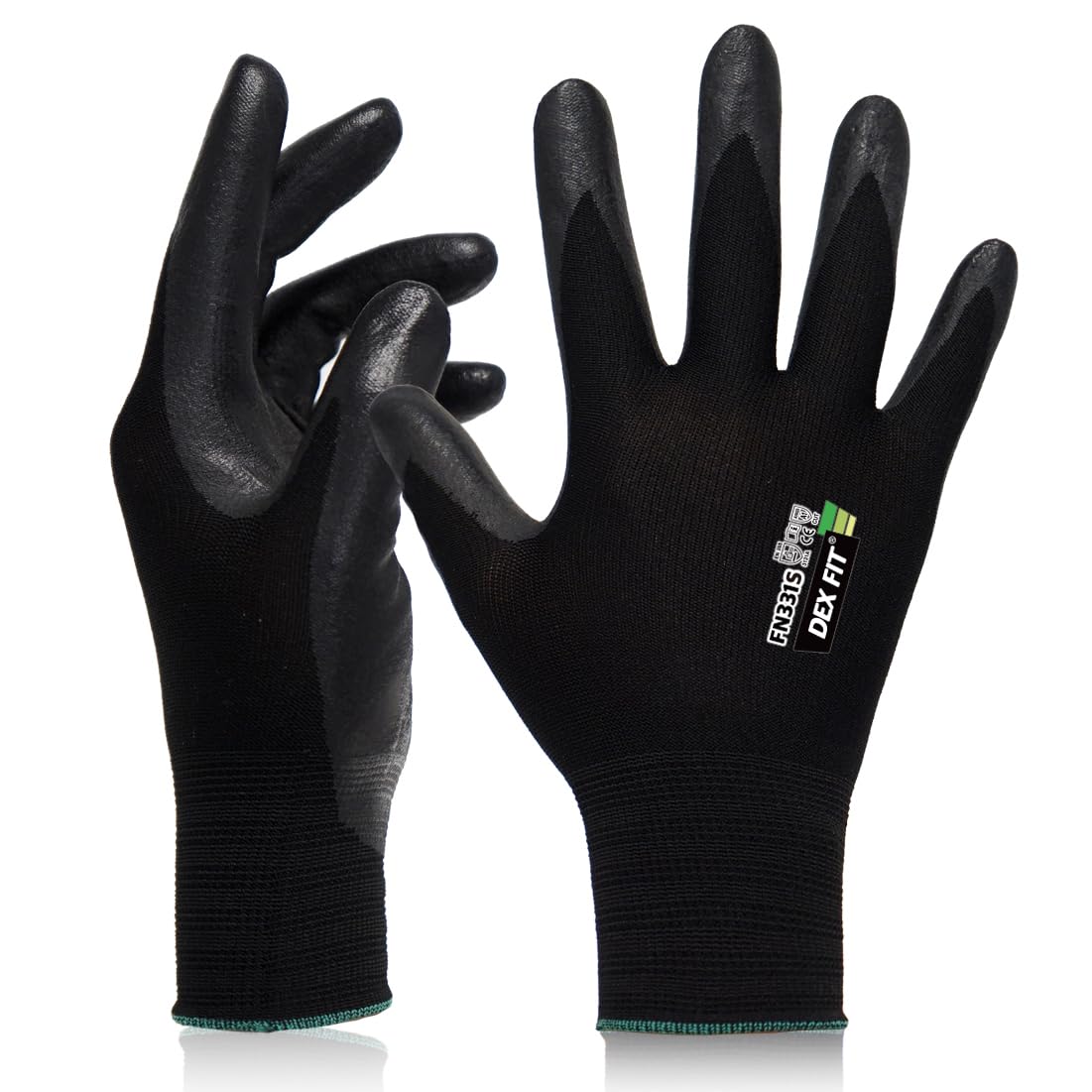DEX FIT Sandy Nitrile Work Gloves FN331S, 3D-Comfort Fit, Heavy Duty Grip, Thin & Lightweight, Touch-Screen Fingers, Protective & Durable, Breathable