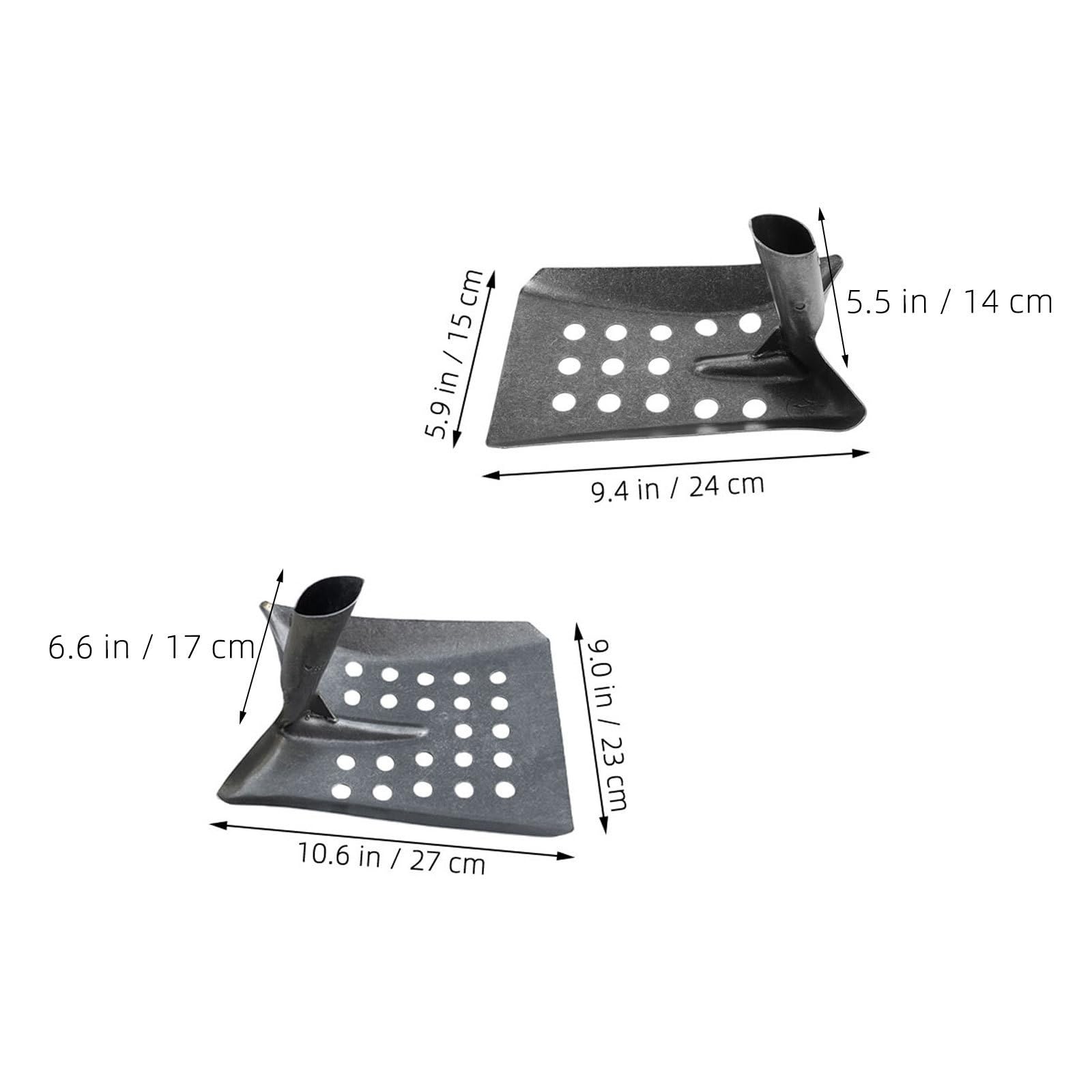 Pala Metálica de Acero para Limpieza de Desagües y Pozos de Agua, Diseño Curvado Múltiples Orificios para Tamizar Barro y Eliminar Residuos, Paquete de 2 Unidades