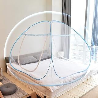 Mosquito Net Pop Up with Net Bottom Ultra Large Bed Canopy Tent Portable with 2 Entries Folding Design Bed Netting for Bedroom, Camping, 79 x71x59 inch