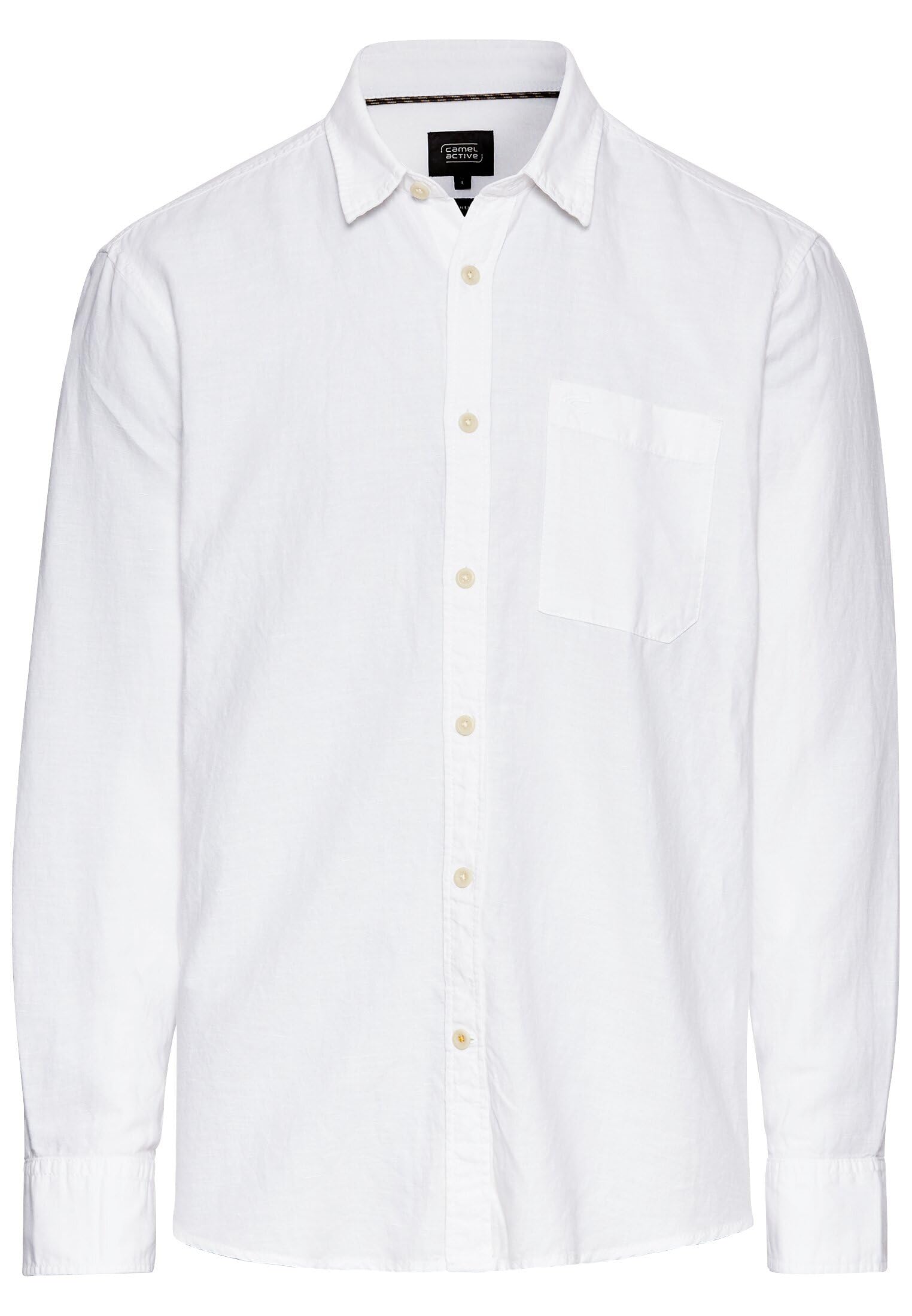 camel active Herren Langarm-Leinenhemd mit Soft-Wash-Veredelung