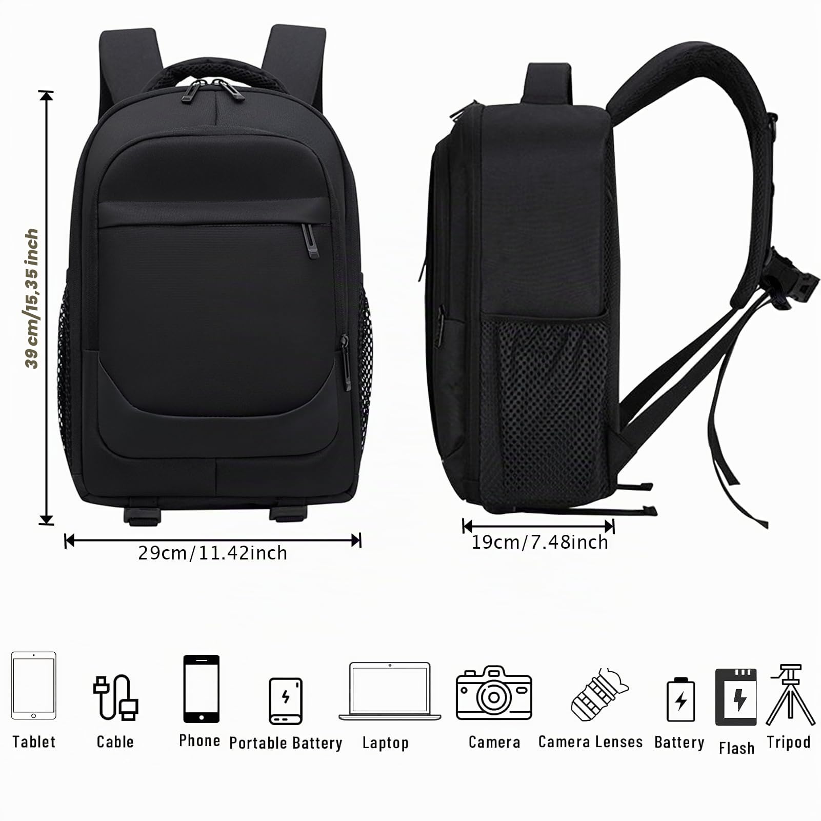 Zaino Fotografico Zaino Macchina Fotografica con Parapioggia Borsa Fotocamera Impermeabile per Obiettivi Reflex DSLR SLR Treppiedi