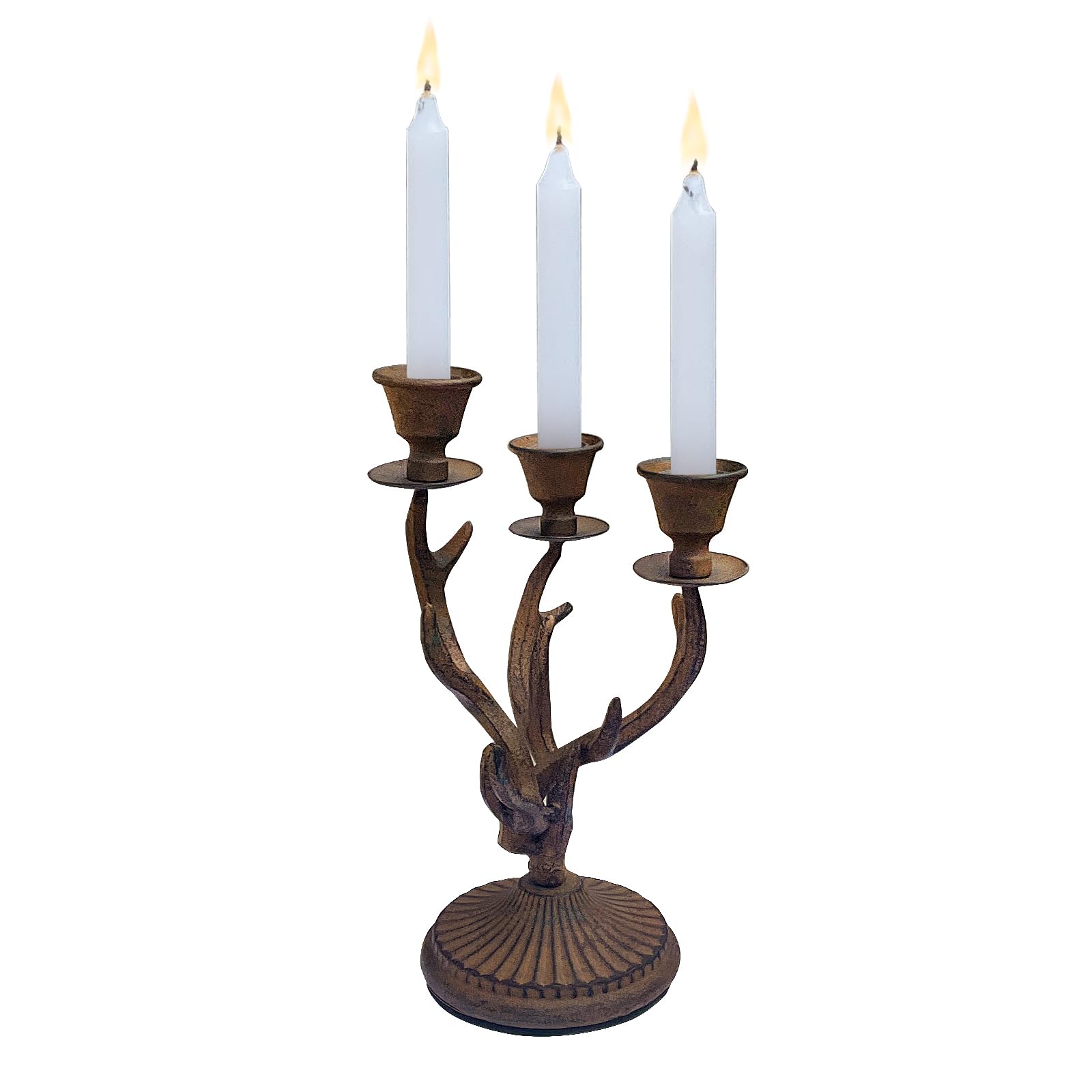 Photo 1 of 3-Candle Cast Iron Candelabra Candle Holder,Antique Candlestick Holders