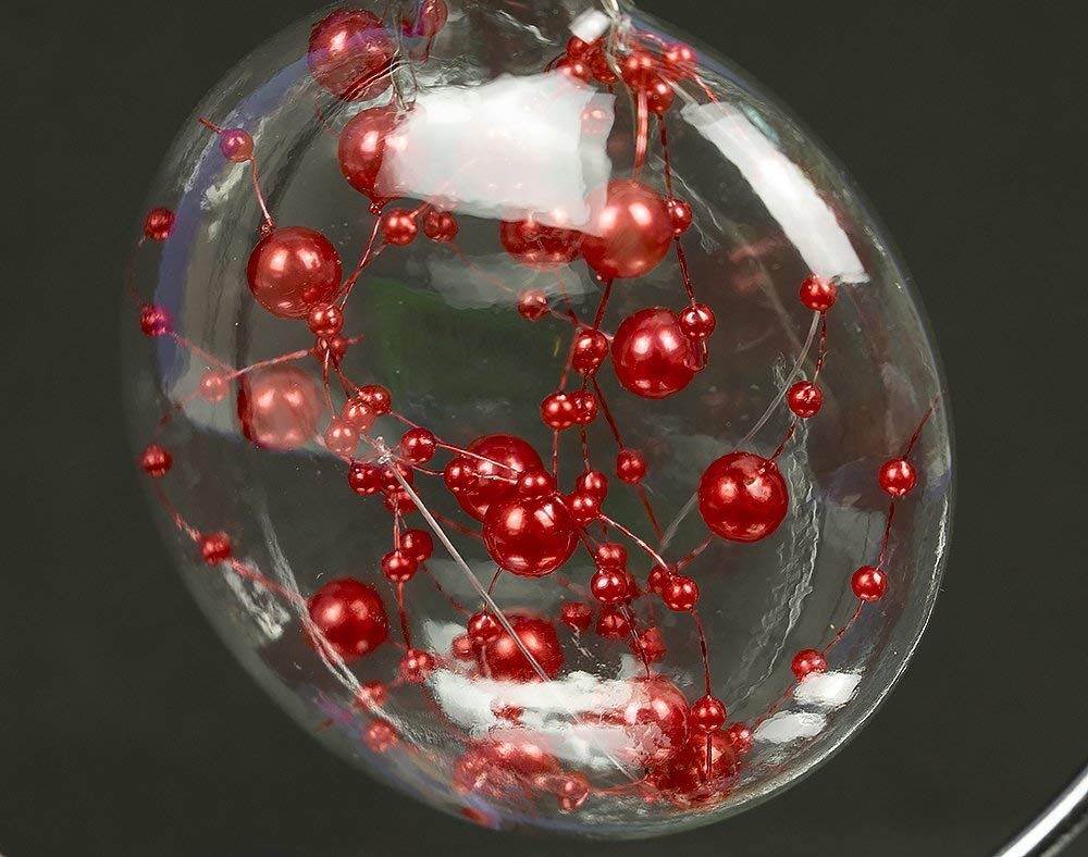 Christmas Baubles, 6 Fillable Flat 80mm Clear Glass Ball Christmas Bauble Ornaments