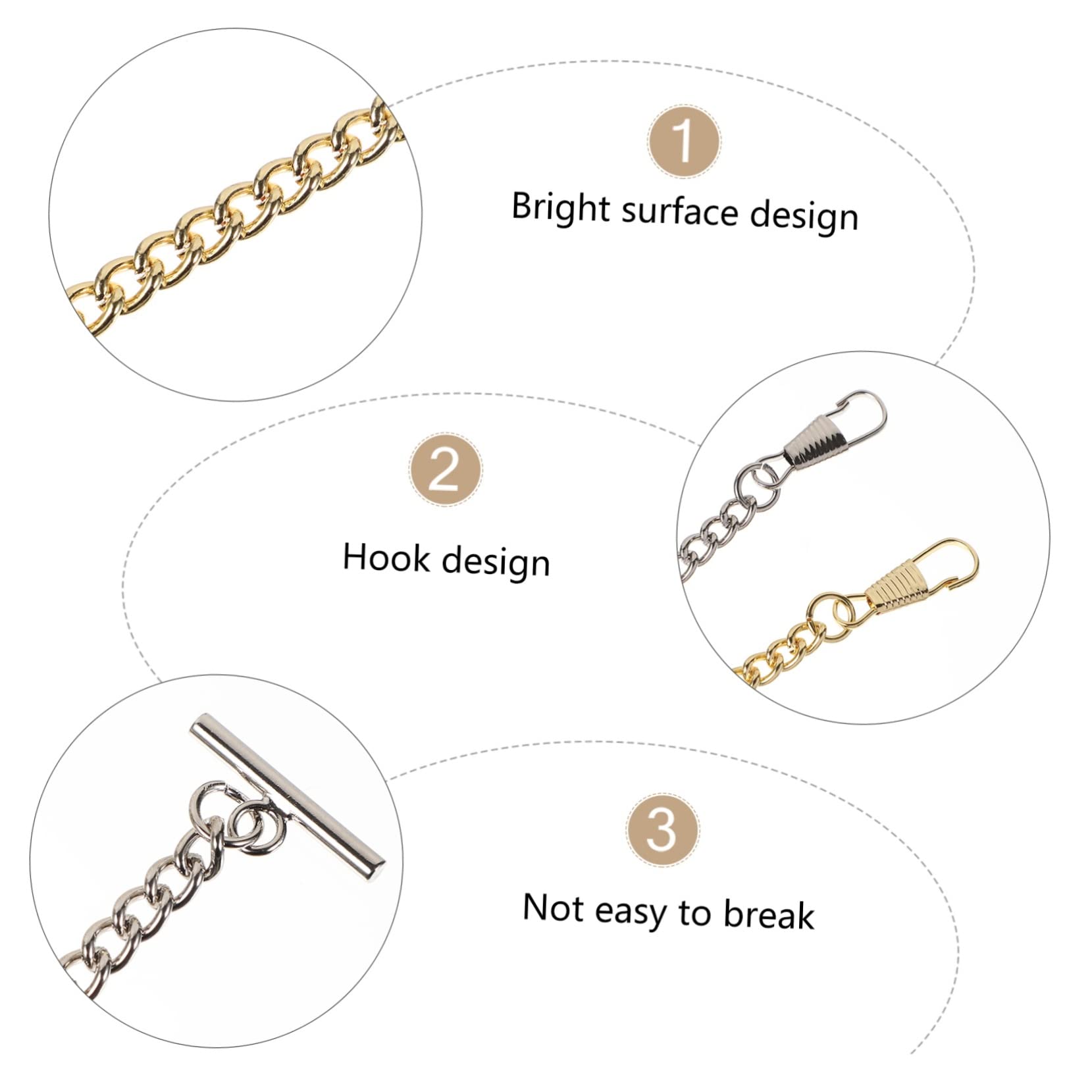 PACKOVE t Taschenuhrkette Ketten für Männer mit Anhänger Tanktops für Männer goldene Taschenuhrenkette Silberne Taschenuhrenkette Zubehör für Kleiderketten Kette für Taschenuhr Eisen