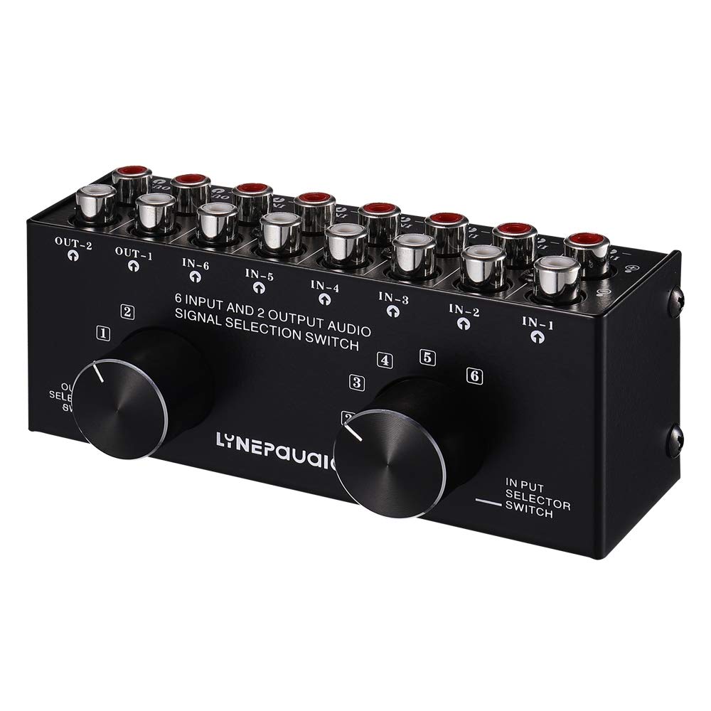 Switcher 6 nel 2 out o 2 nel 6 out Cuffia Switcher Commutatore Selezione Segnale Sorgente Audio Stereo, L'Interfaccia Adotta L'Interruttore Manuale Progettazione