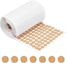 BENECREAT Pack of 1400 10 x 1.5 mm Self-Adhesive Cork Circles, Flat Round Self-Adhesive Cork Mat with Round Dots for Cabinets, Table Items, Scratching, Furniture, Electronics