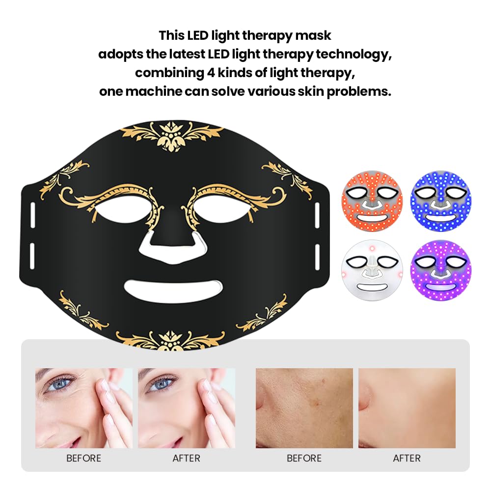 Red Light Therapy Mask, LED Mask Light Therap 660nm and 850nm Combination Wavelength, Wireless Portable LED Light Therapy Masks - Image 4
