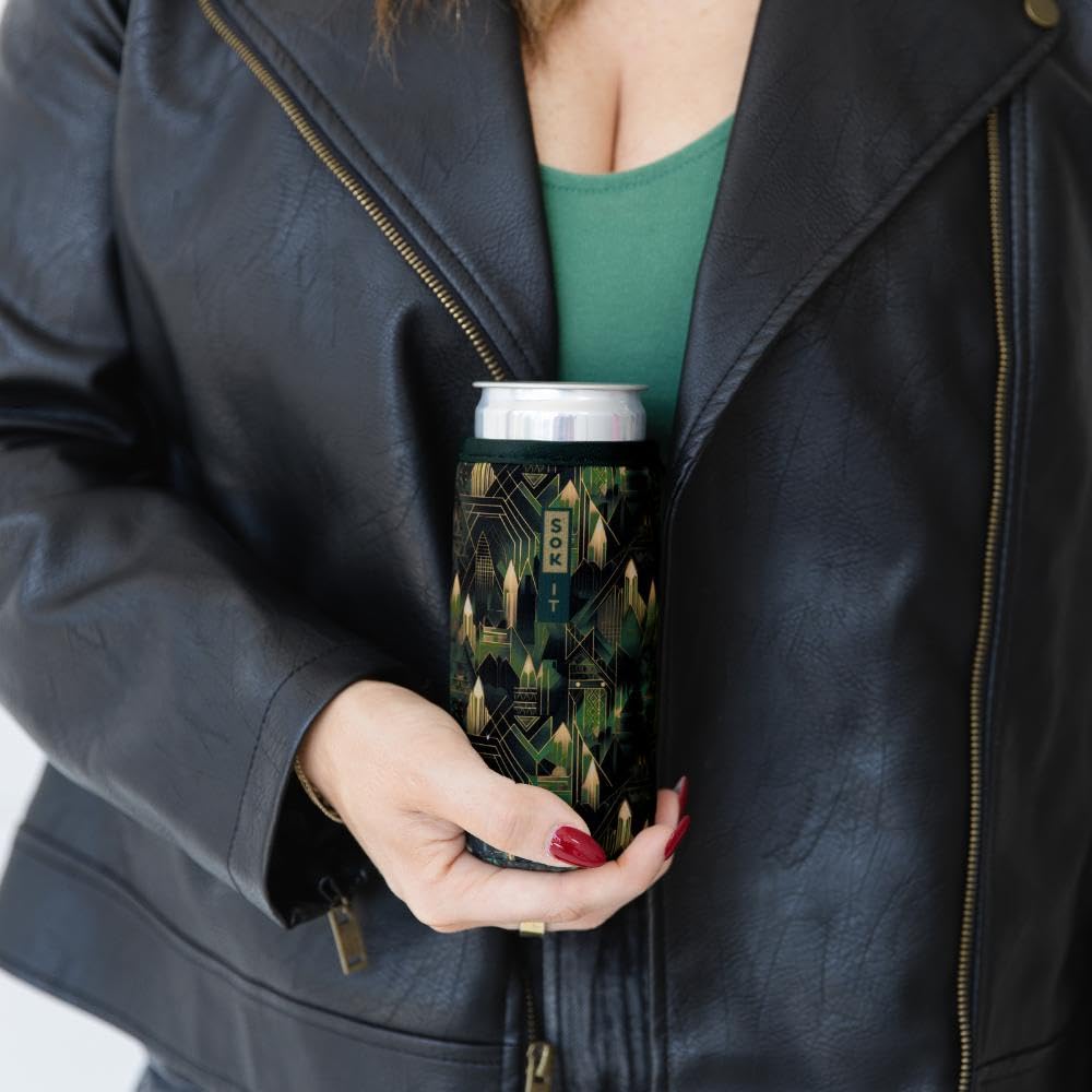 Sok It CanSok Schutzhülle für Bier und Limonade, isolierte Neopren-Hülle (Stadtgrenzen, 340 ml, schlanke Dosenhülle)