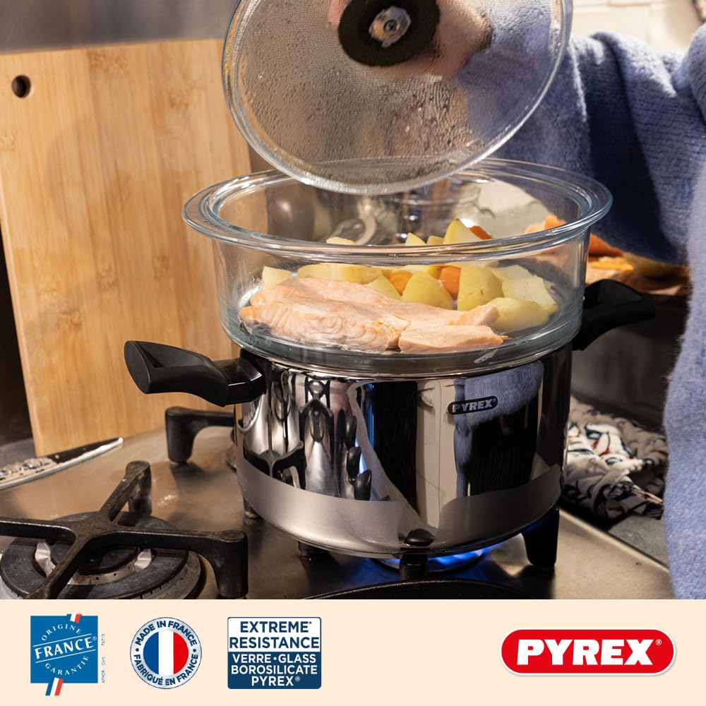 Pyrex® - Kosz na parze + pokrywka - gotuj na parze dla zdrowego i smacznego kuchnia! Wyprodukowano we Francji
