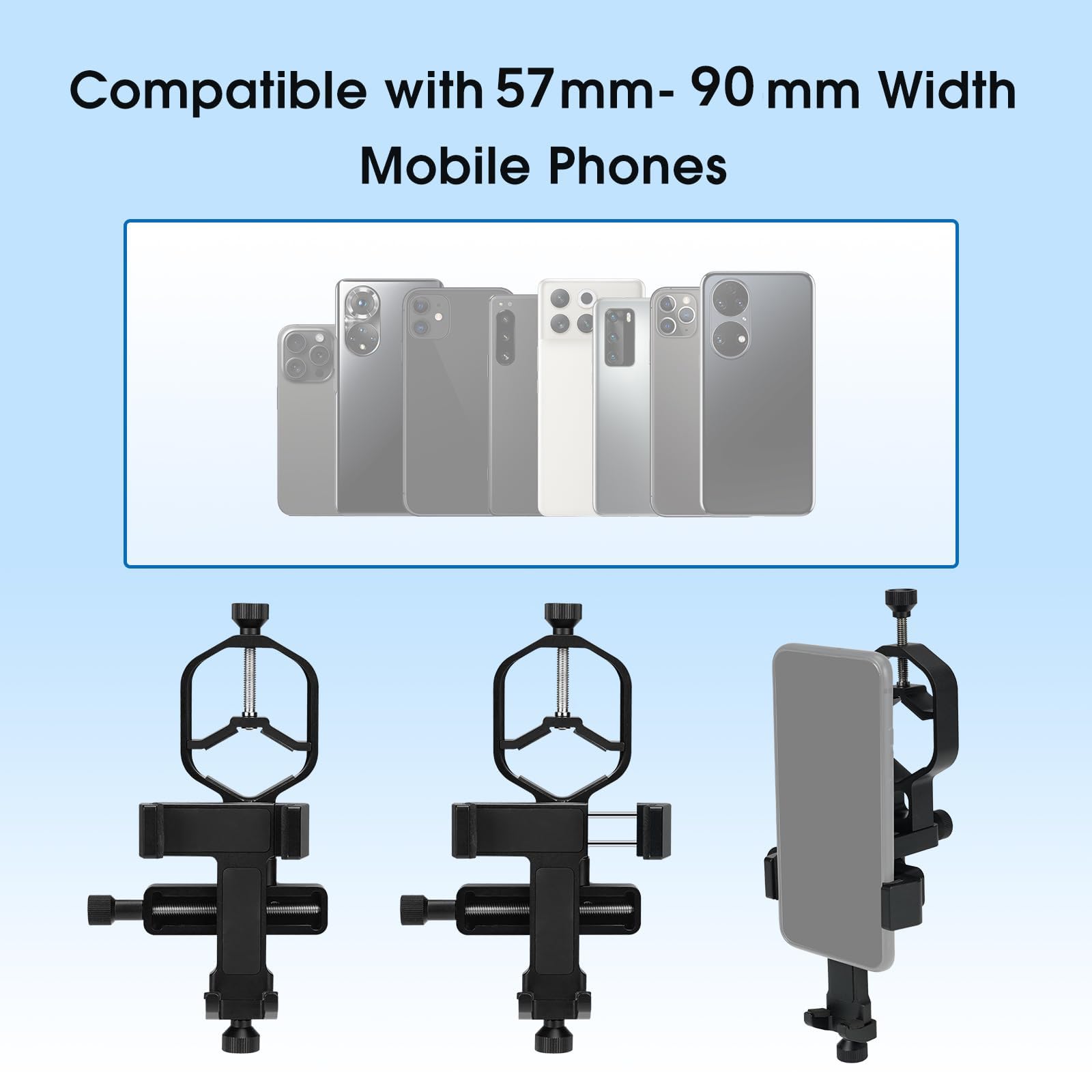 Svbony SV214Pro Smartphone Adaptateur, 3 Axes Universel Digiscoping Adapter pour Téléphone, Accessoires Compatible avec Longue Vue, Binoculaire et Monoculaire (28-48mm)