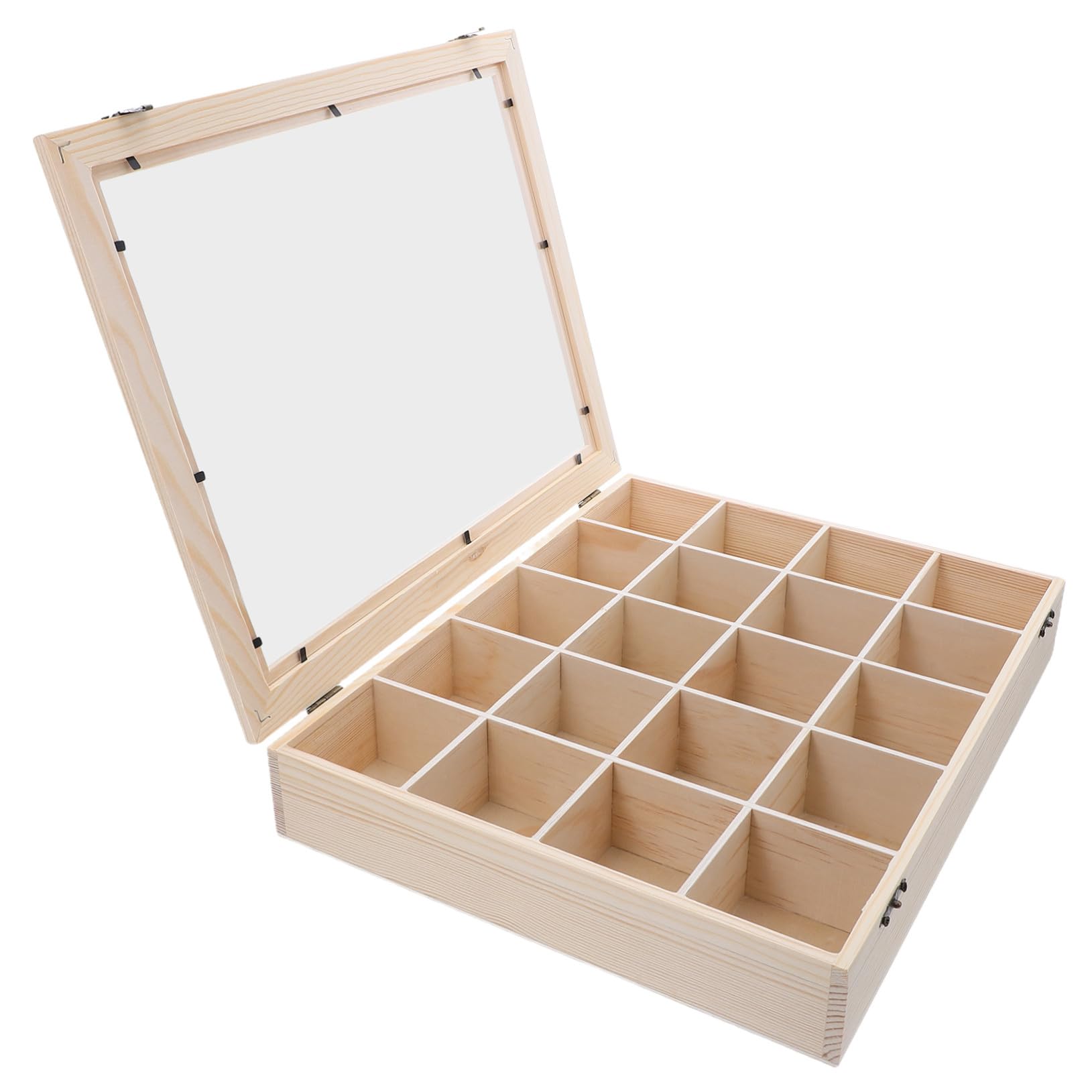 Coffret minéraux boîte rangement bois beige cristaux