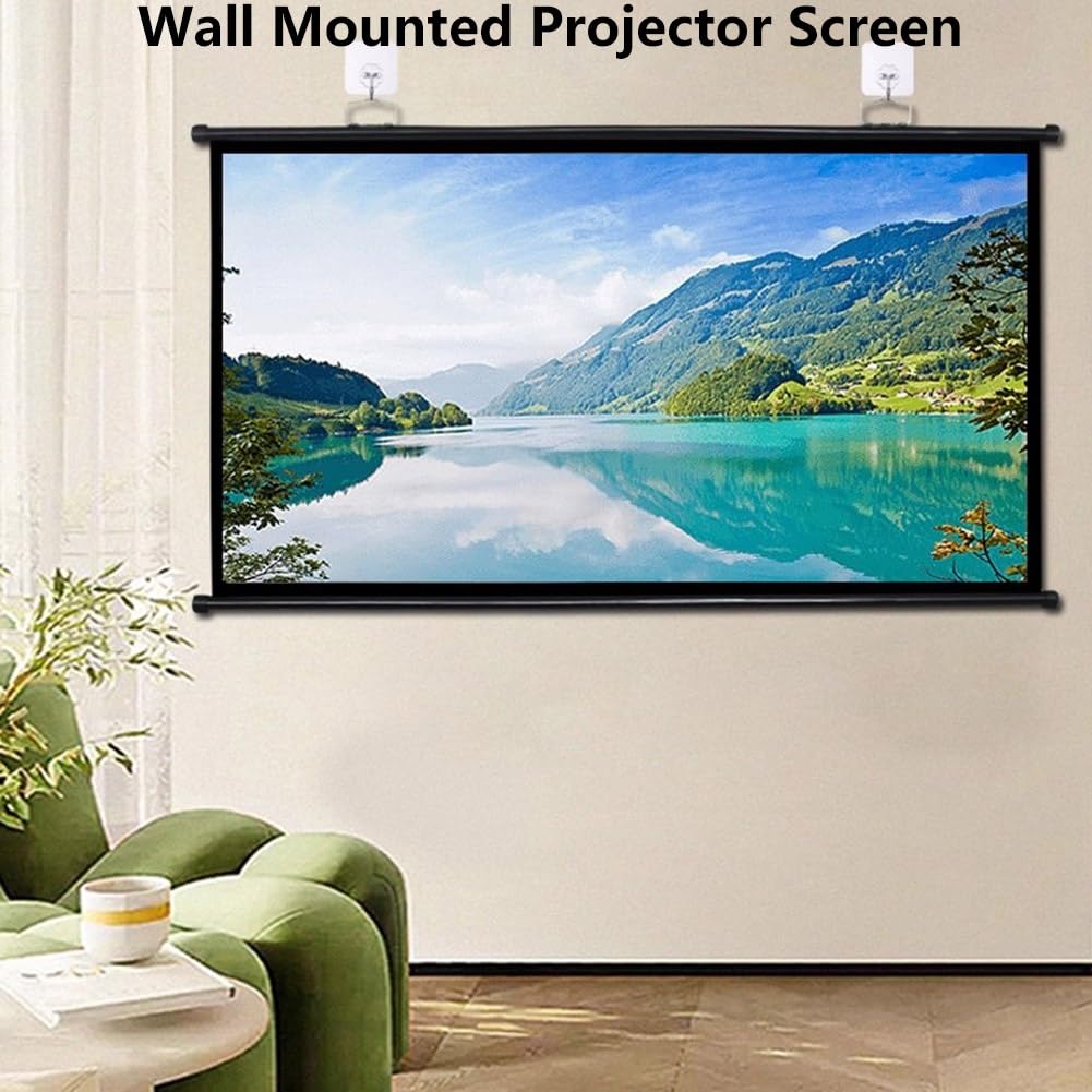 Generico Schermo di Proiezione da 60" con Treppiede, Manuale Telo Proiettore Avvolgibile 4K HD, Supporto Regolabile in Altezza per Casa, Ufficio, Scuola(Zwart,60inch(16:9))